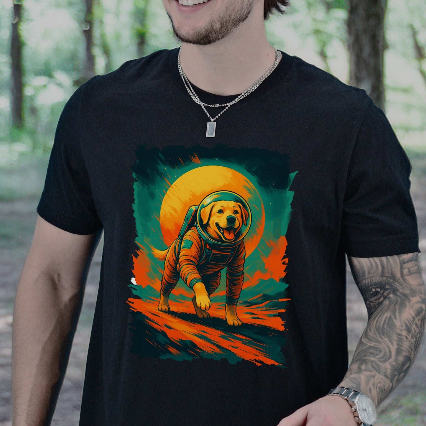 Space Dog Labrador T-Shirt – Astronaut Pup Cosmic Galaxy Tee