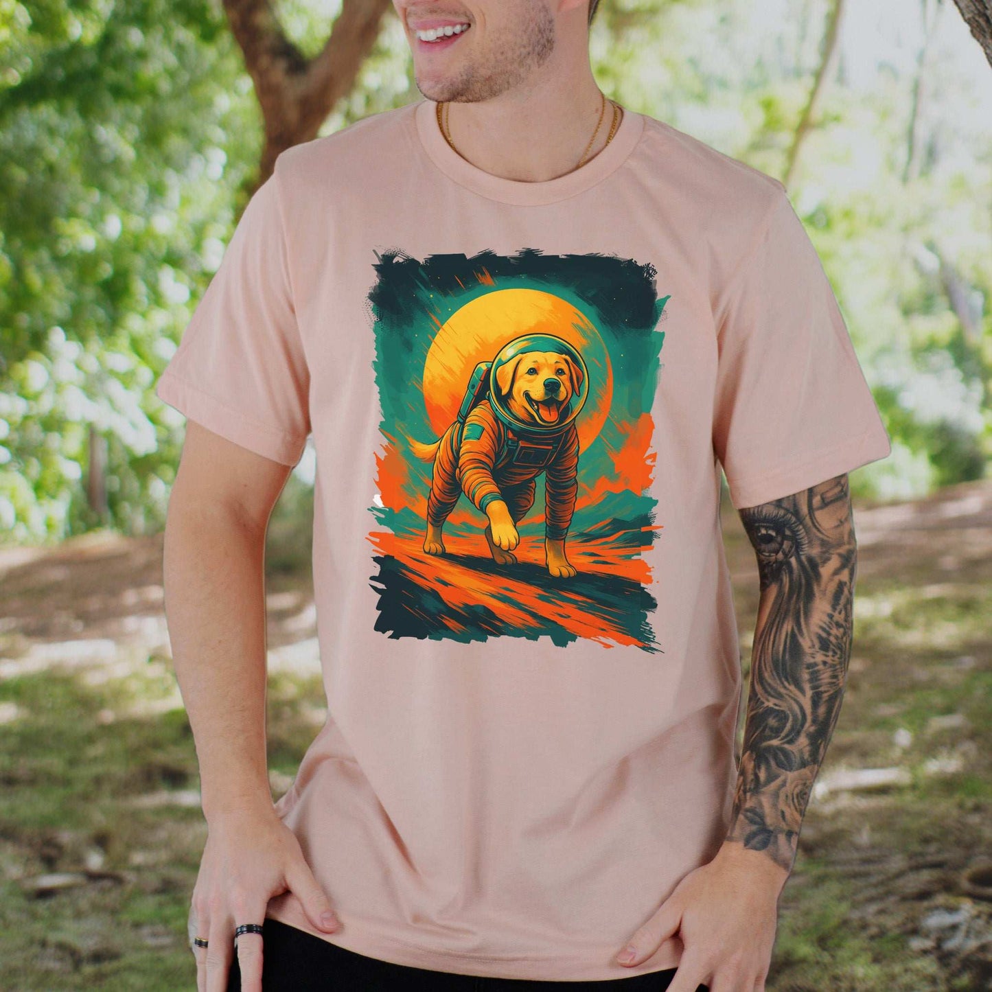 Space Dog Labrador T-Shirt – Astronaut Pup Cosmic Galaxy Tee