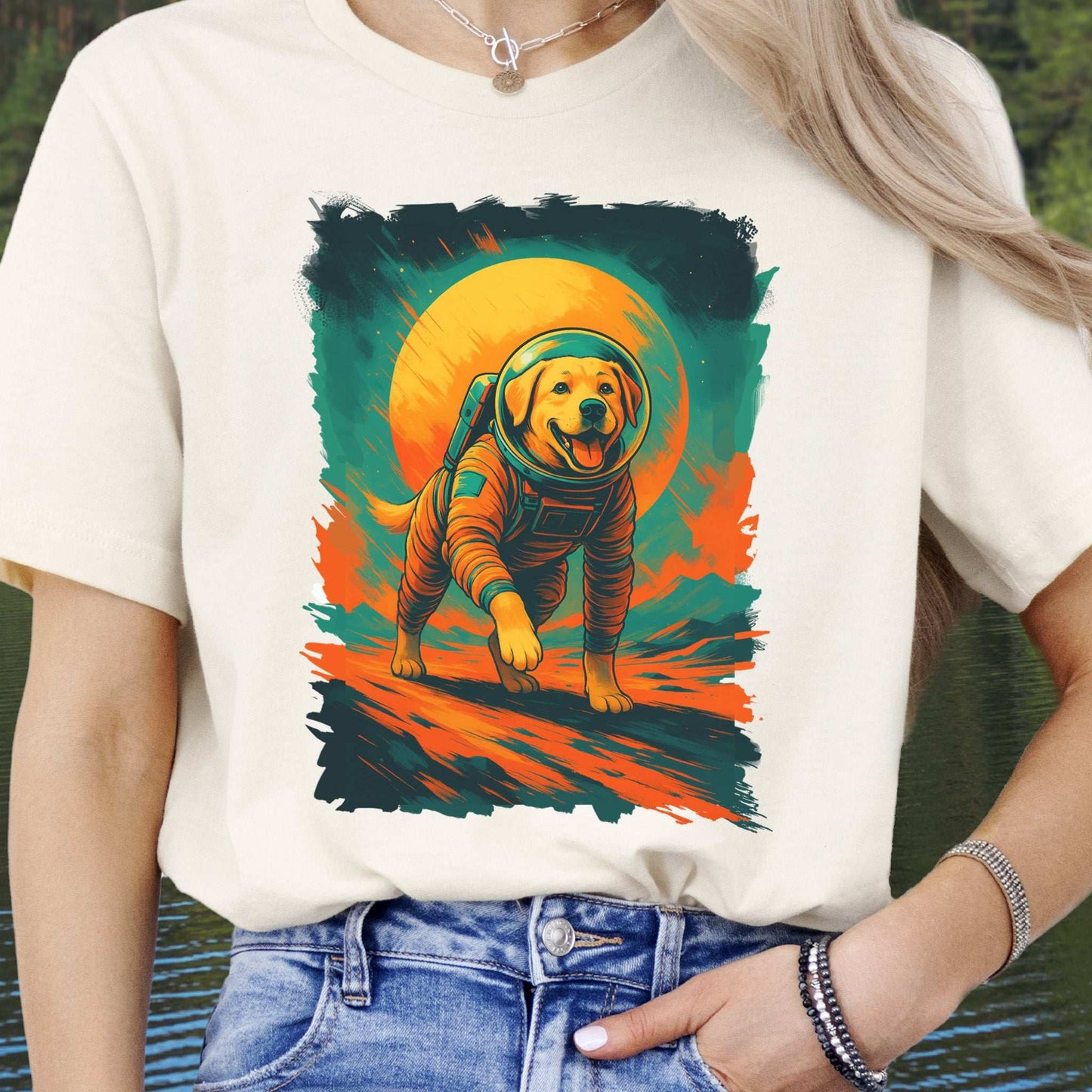 Space Dog Labrador T-Shirt – Astronaut Pup Cosmic Galaxy Tee