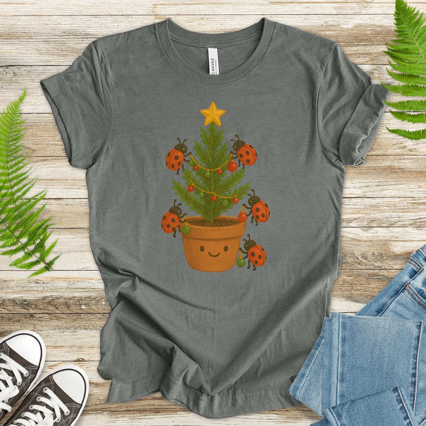 Ladybug Christmas Tree T-Shirt – Cute Bug Lovers Holiday Tee