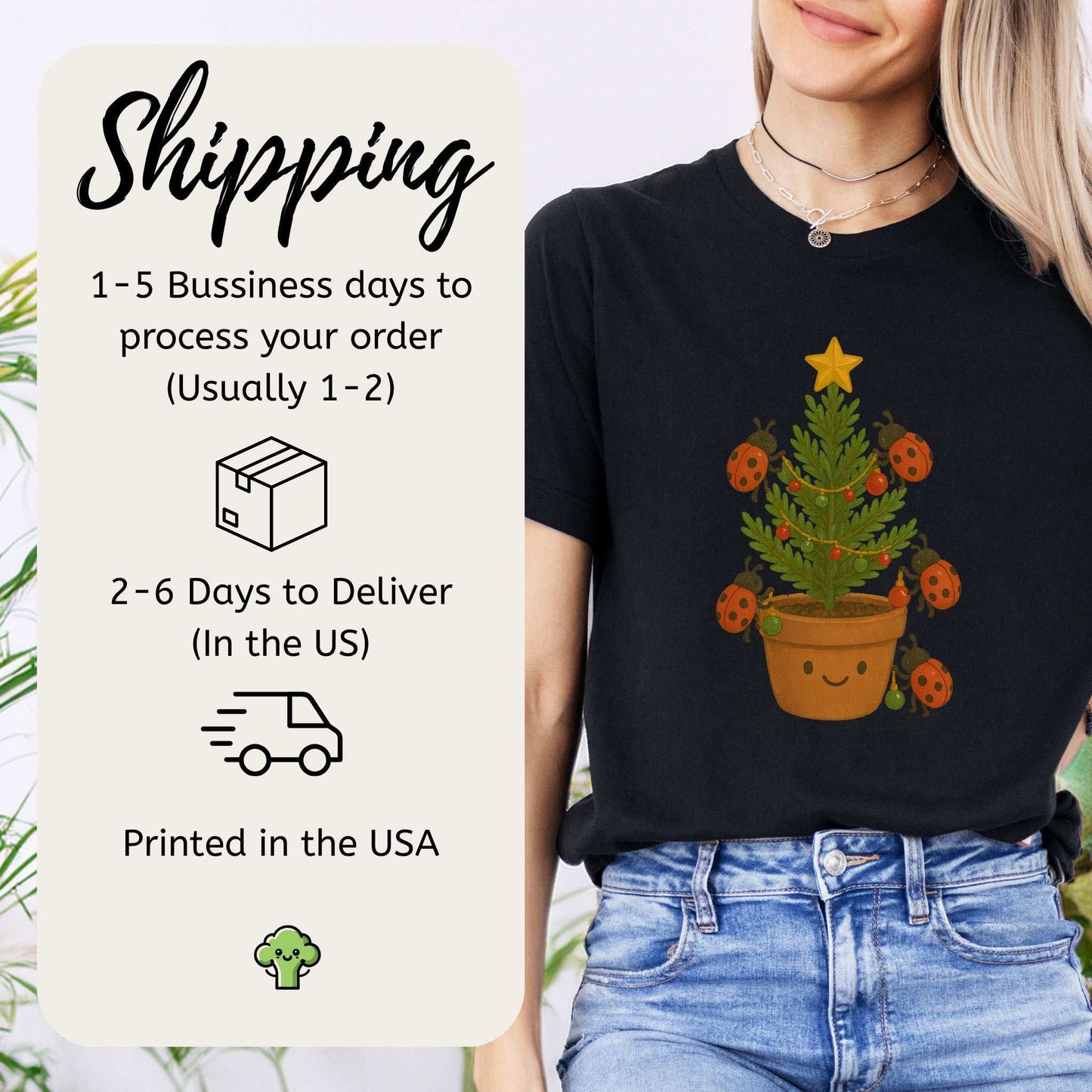 Ladybug Christmas Tree T-Shirt – Cute Bug Lovers Holiday Tee