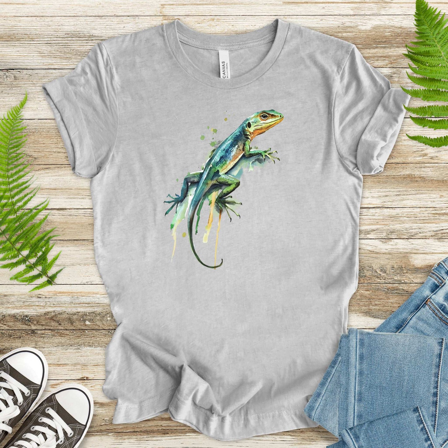 Watercolor Lizard T-Shirt – Vibrant Reptile Lover Nature Tee