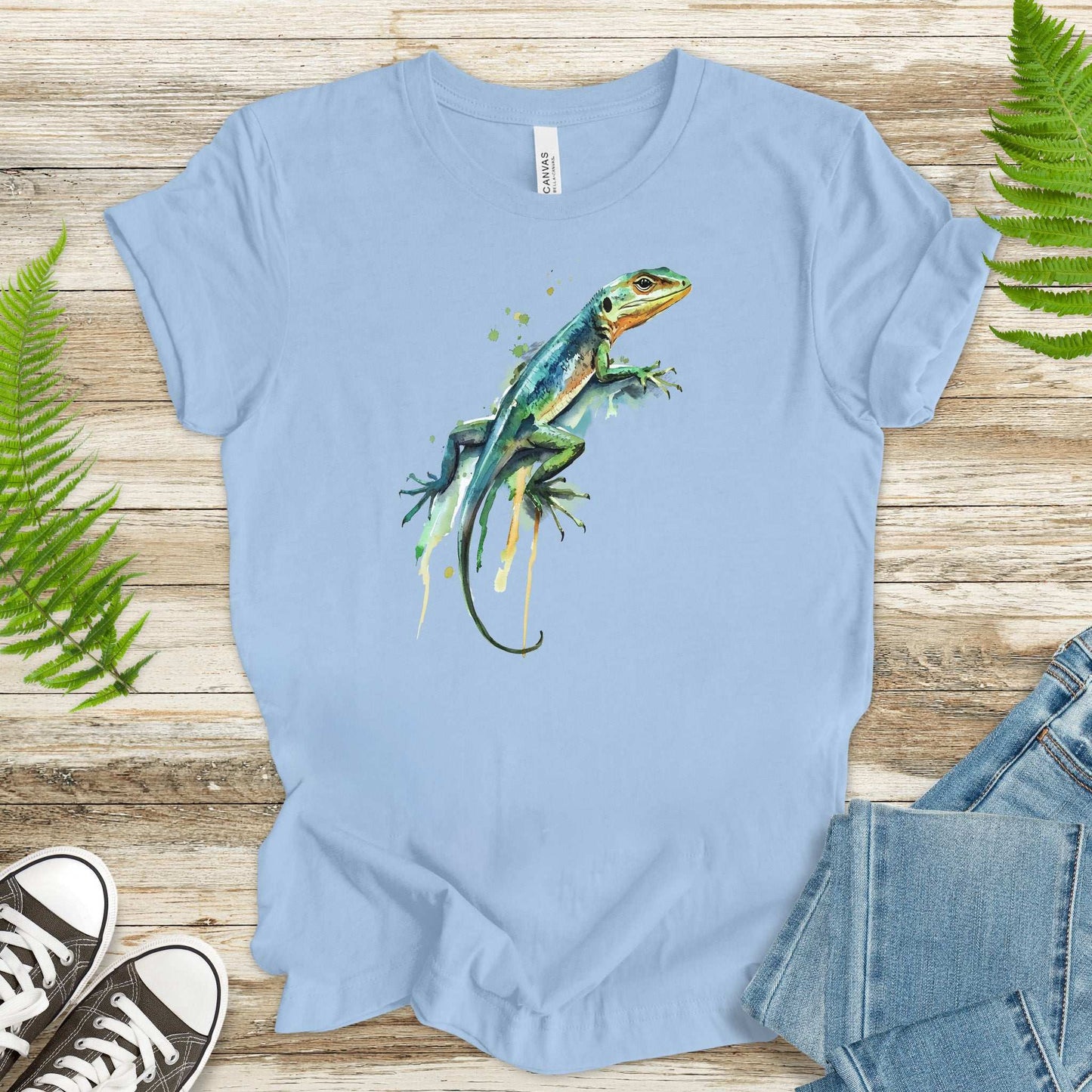 Watercolor Lizard T-Shirt – Vibrant Reptile Lover Nature Tee