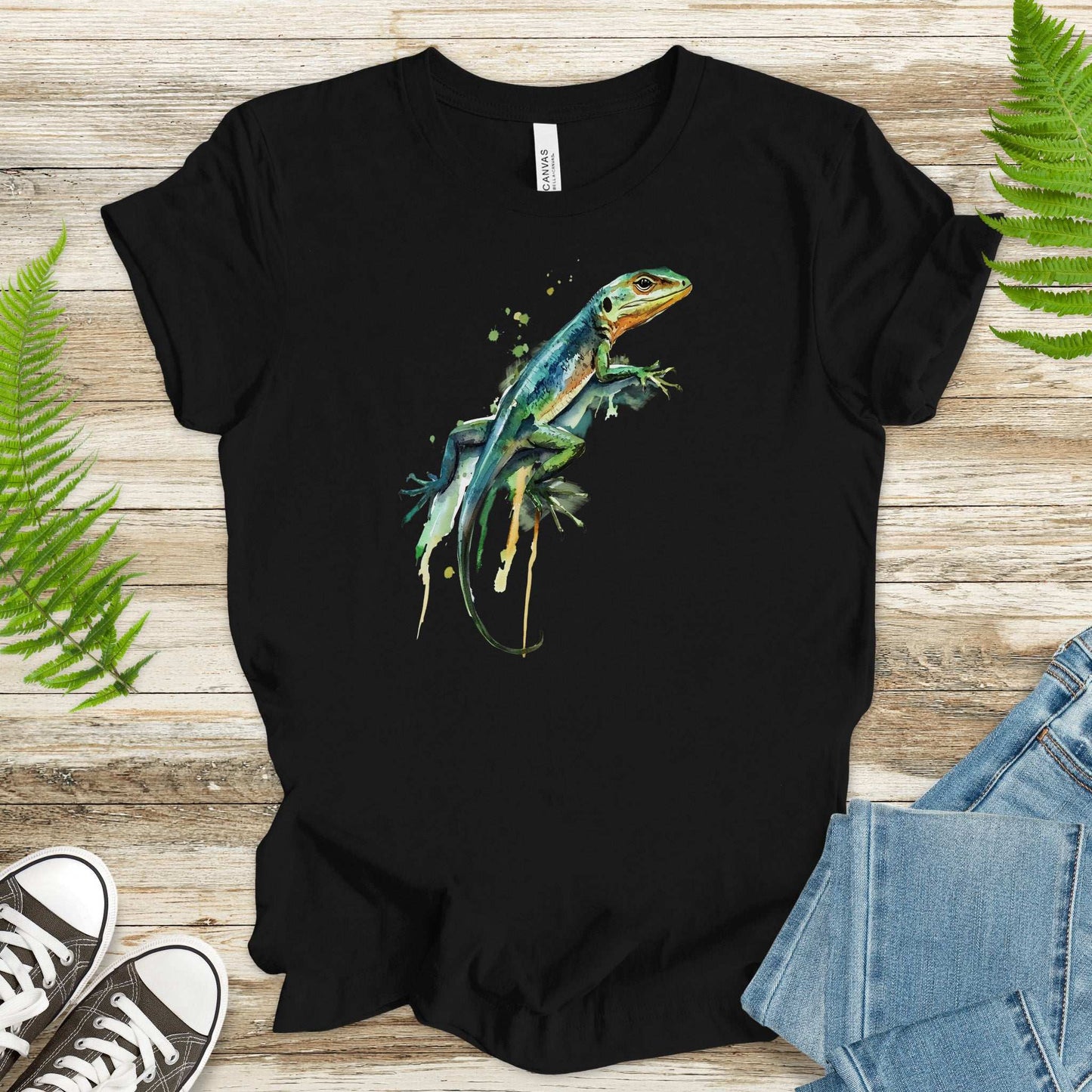 Watercolor Lizard T-Shirt – Vibrant Reptile Lover Nature Tee