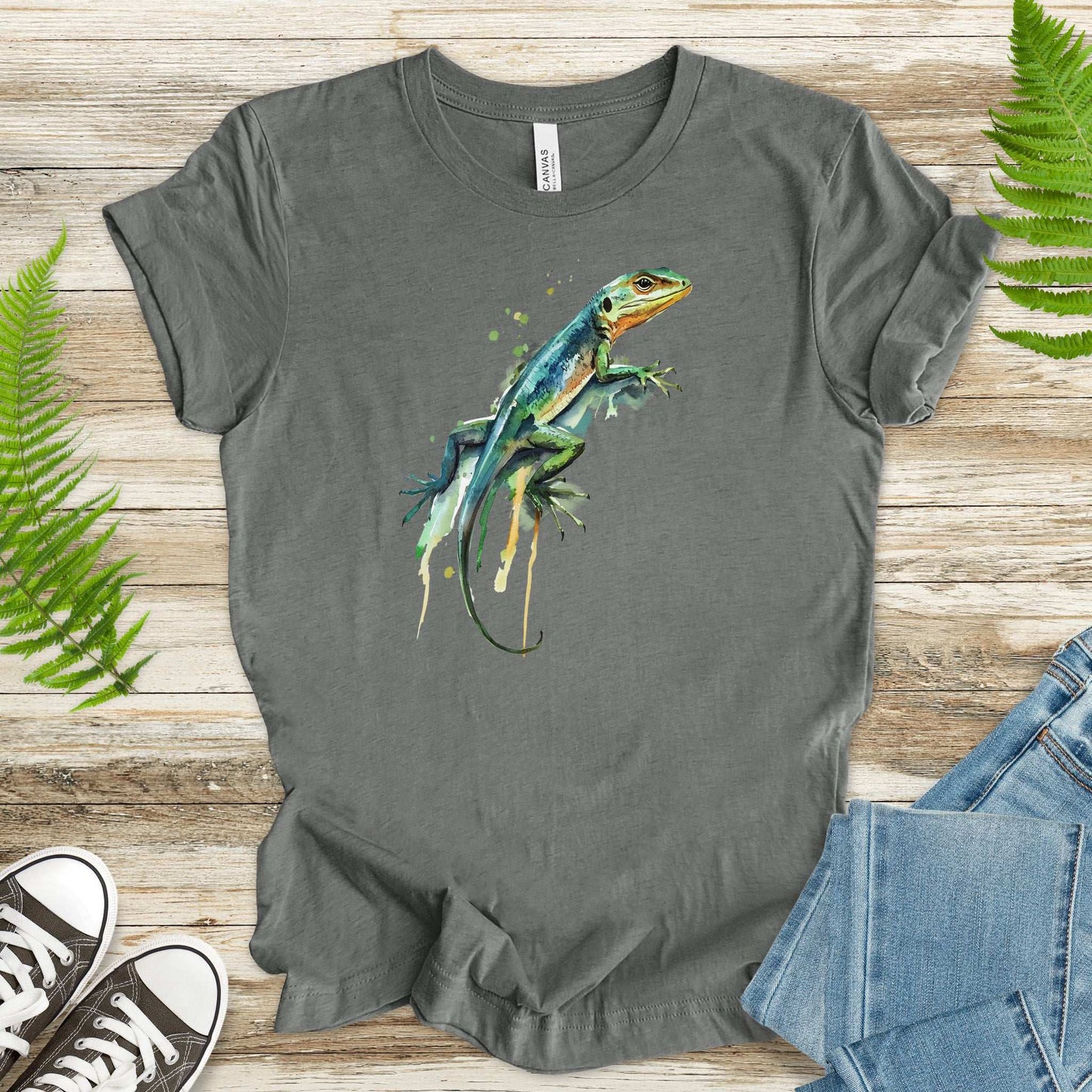 Watercolor Lizard T-Shirt – Vibrant Reptile Lover Nature Tee