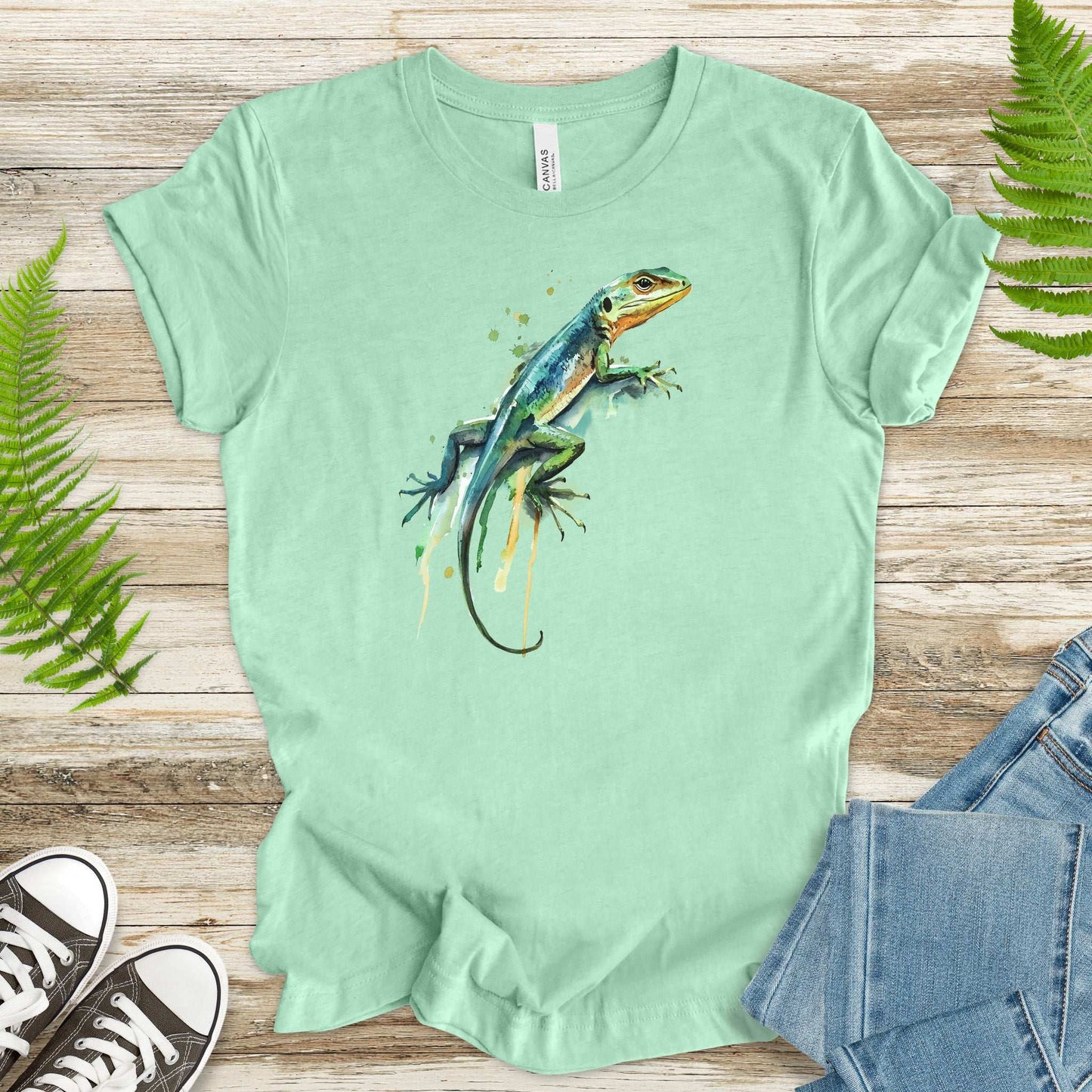 Watercolor Lizard T-Shirt – Vibrant Reptile Lover Nature Tee
