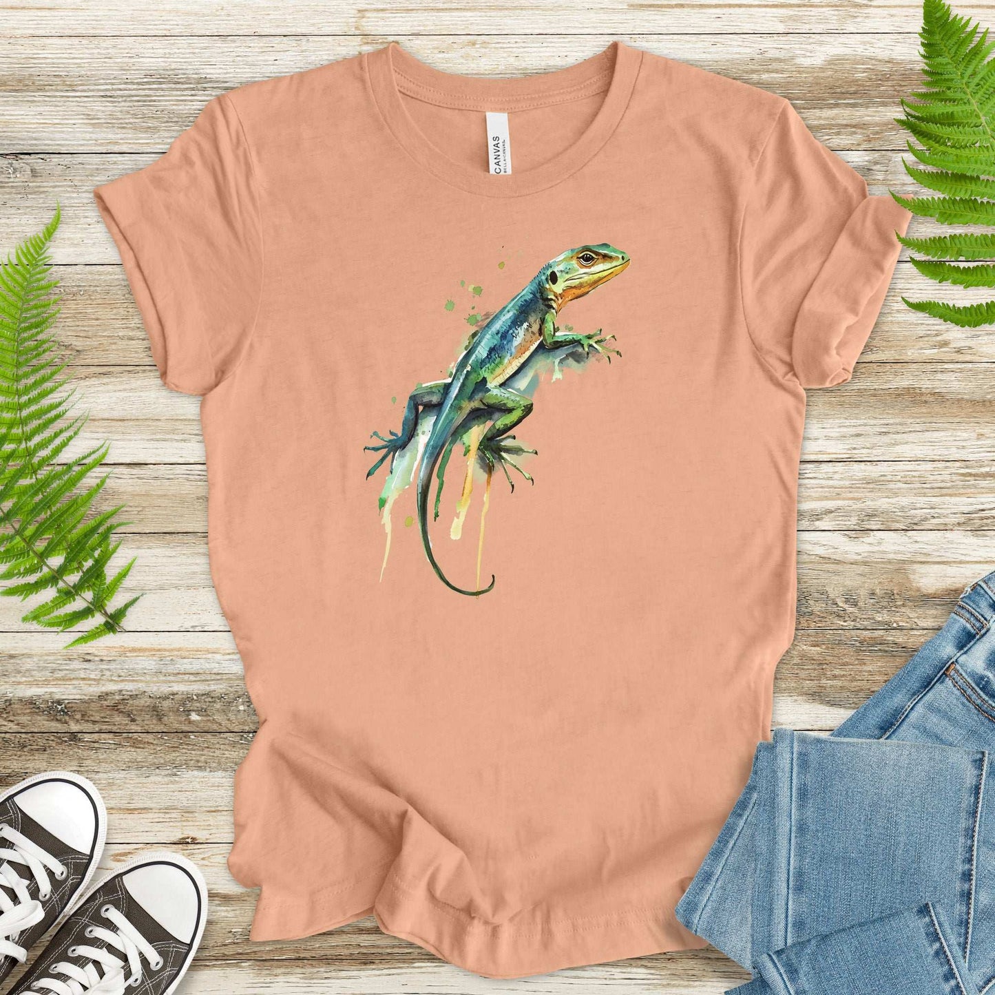 Watercolor Lizard T-Shirt – Vibrant Reptile Lover Nature Tee