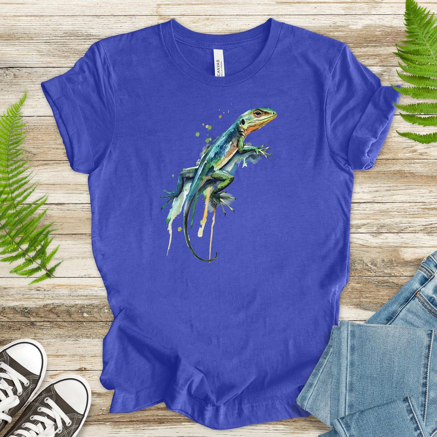 Watercolor Lizard T-Shirt – Vibrant Reptile Lover Nature Tee