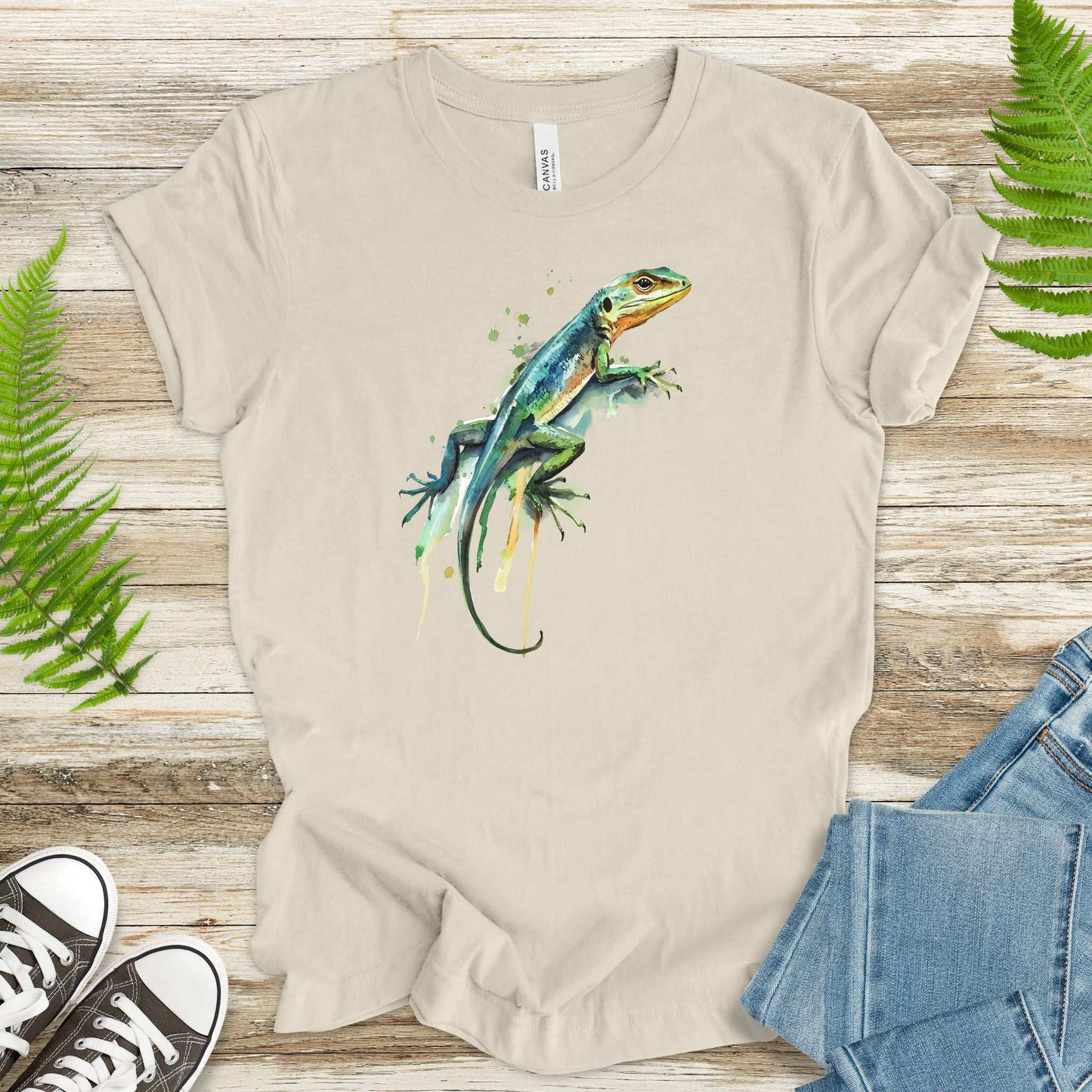 Watercolor Lizard T-Shirt – Vibrant Reptile Lover Nature Tee