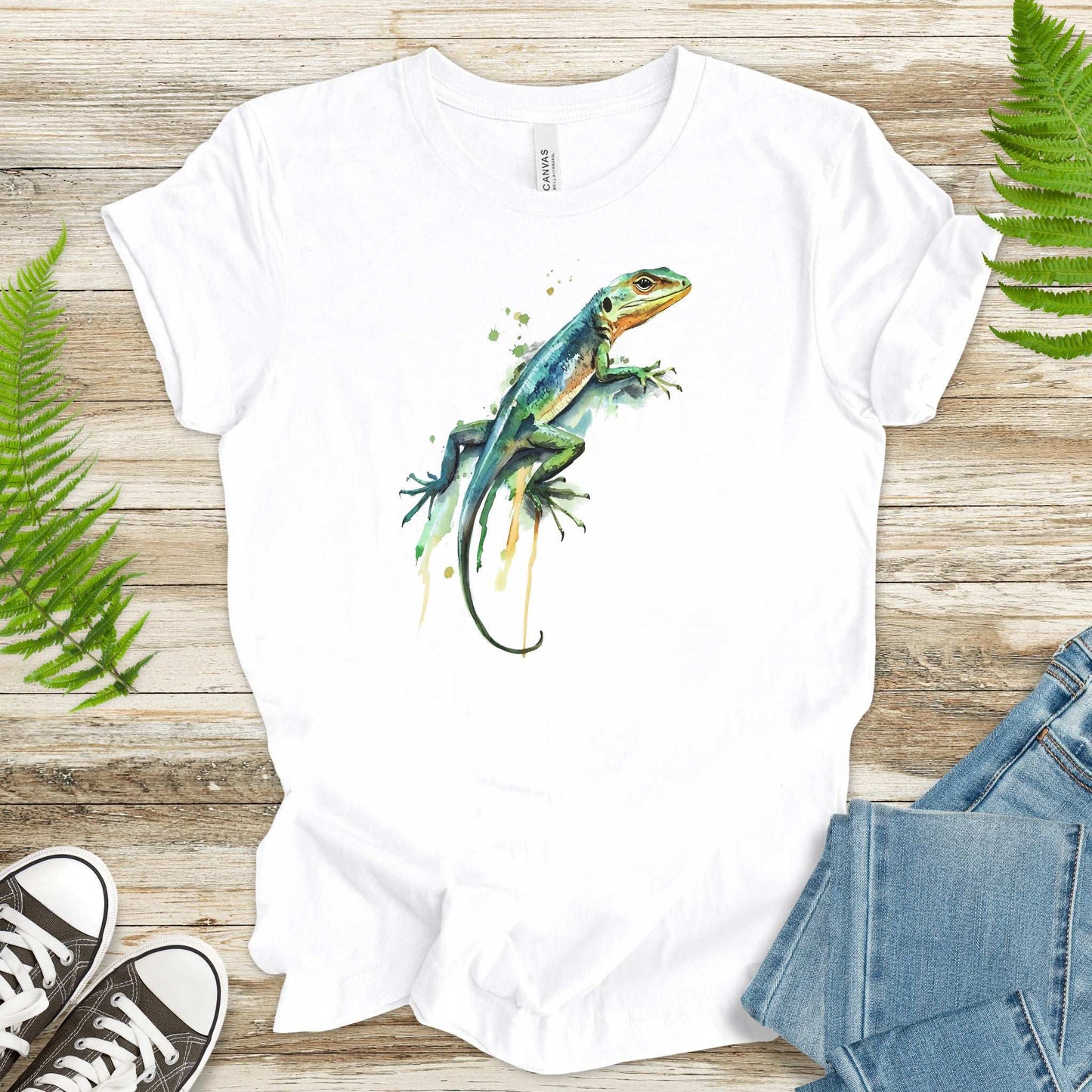 Watercolor Lizard T-Shirt – Vibrant Reptile Lover Nature Tee