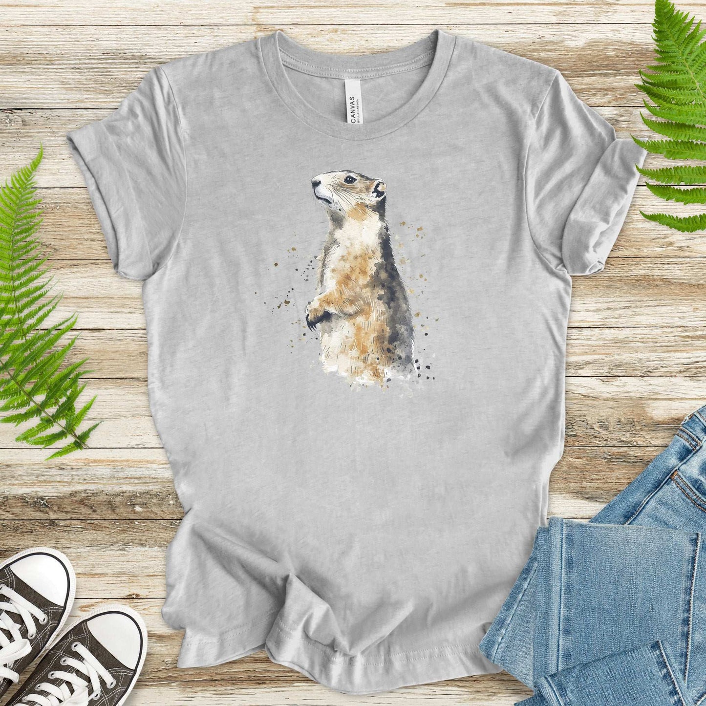 Watercolor Marmot T-Shirt – Cute Mountain Animal Nature Tee