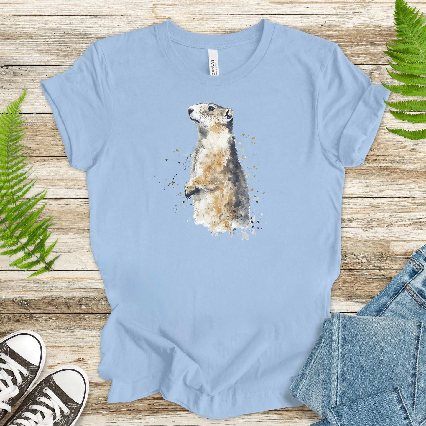Watercolor Marmot T-Shirt – Cute Mountain Animal Nature Tee