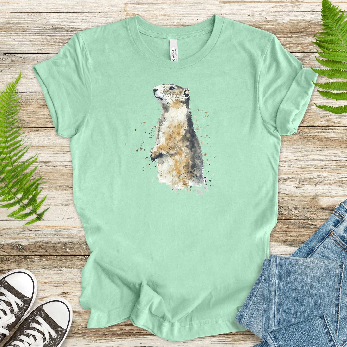 Watercolor Marmot T-Shirt – Cute Mountain Animal Nature Tee