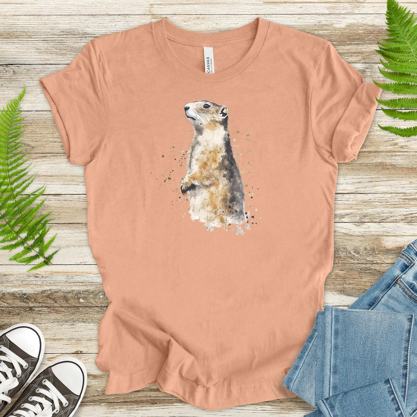 Watercolor Marmot T-Shirt – Cute Mountain Animal Nature Tee