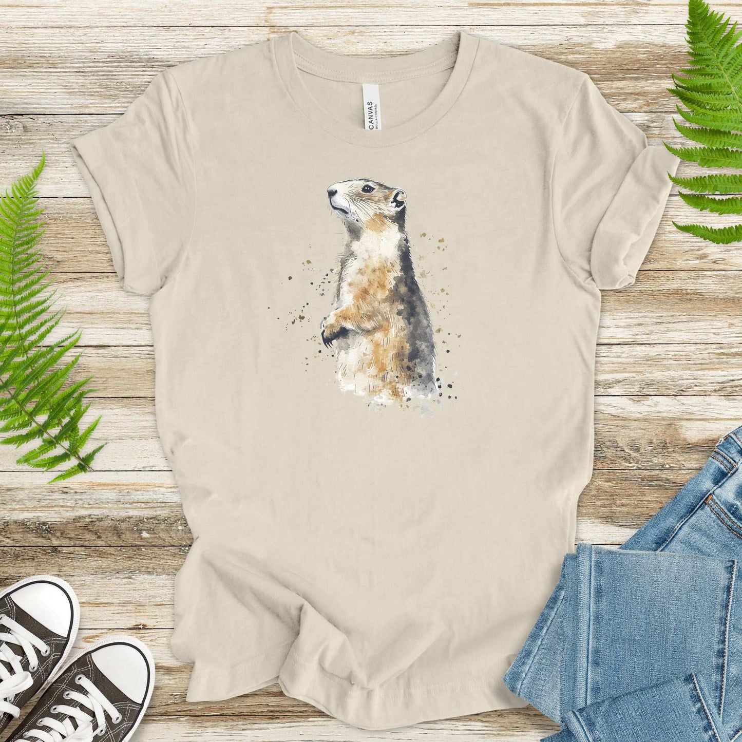 Watercolor Marmot T-Shirt – Cute Mountain Animal Nature Tee