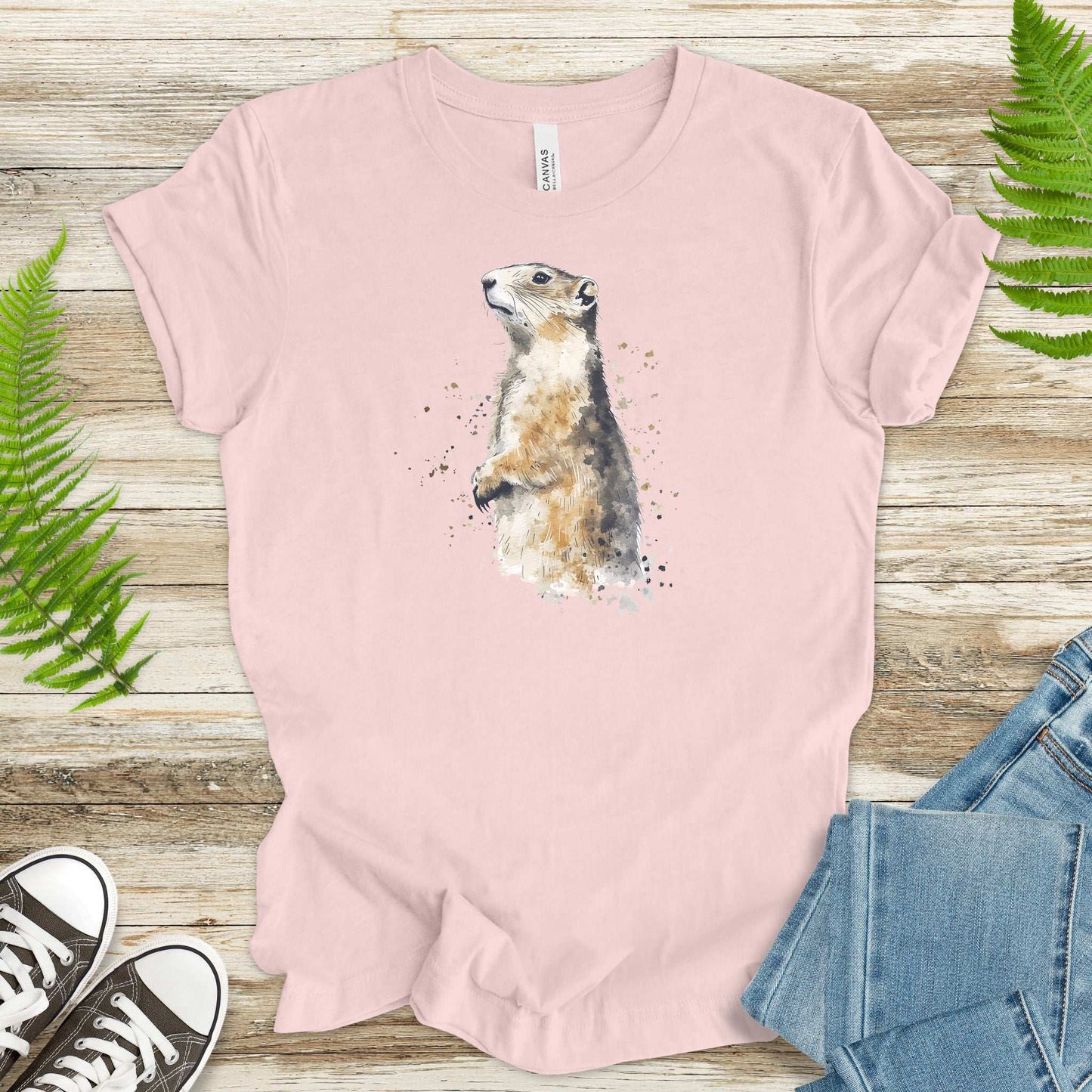 Watercolor Marmot T-Shirt – Cute Mountain Animal Nature Tee