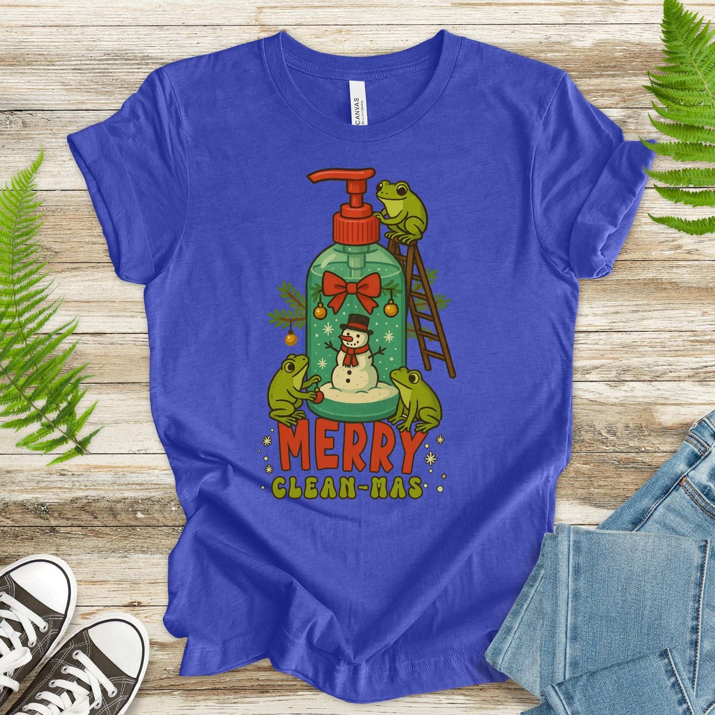 Merry Clean-mas T-Shirt – Funny Frog & Hand Soap Christmas Tee