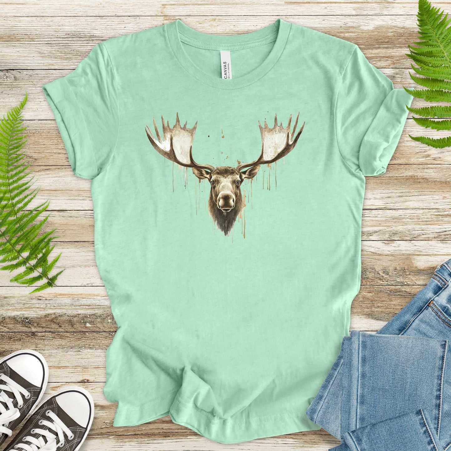 Watercolor Moose T-Shirt – Majestic Wildlife Nature Tee
