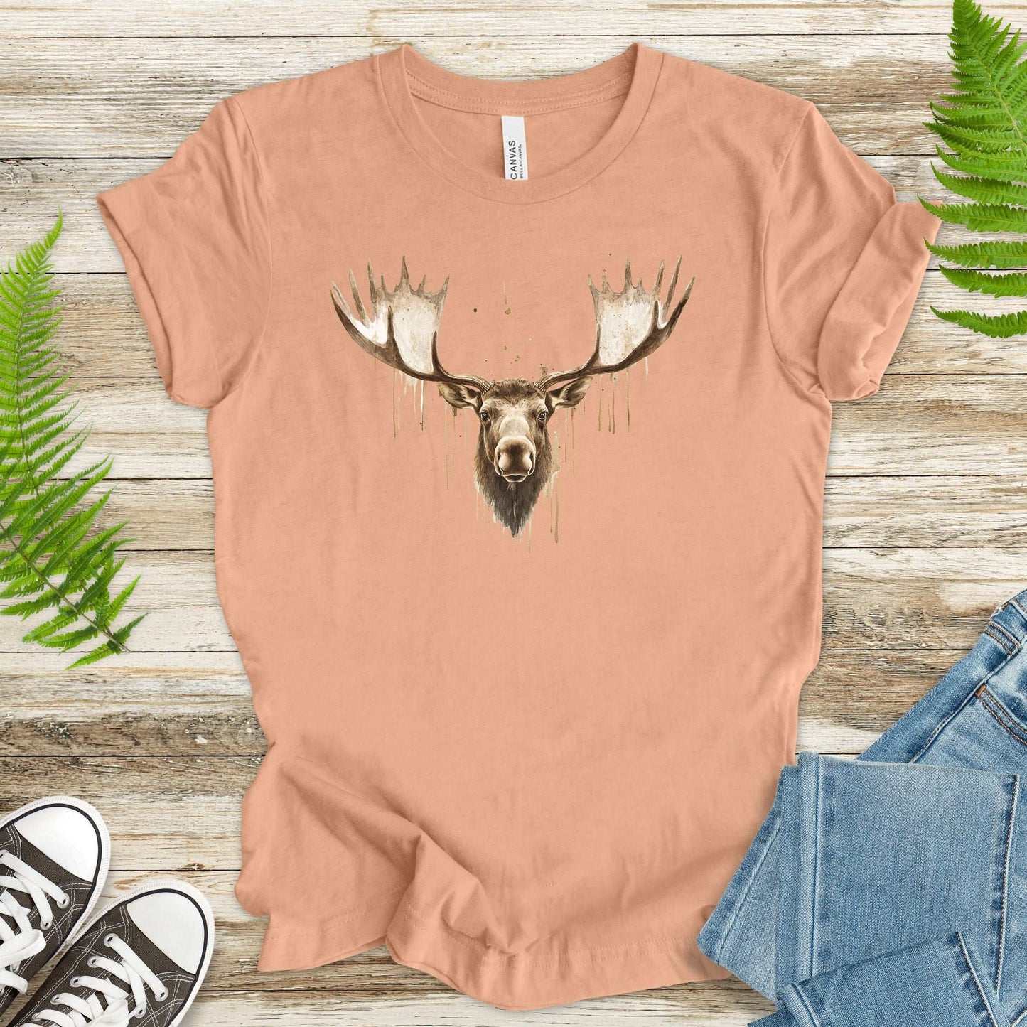 Watercolor Moose T-Shirt – Majestic Wildlife Nature Tee