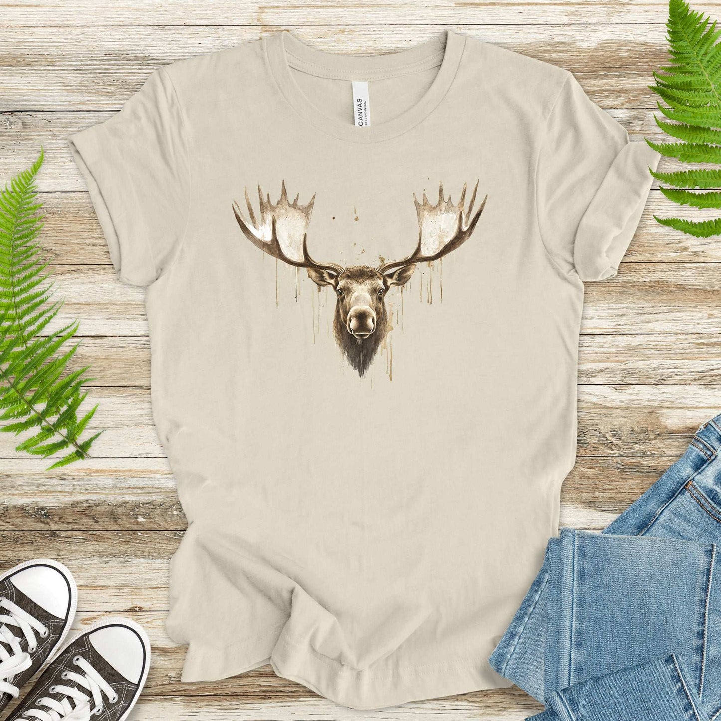 Watercolor Moose T-Shirt – Majestic Wildlife Nature Tee