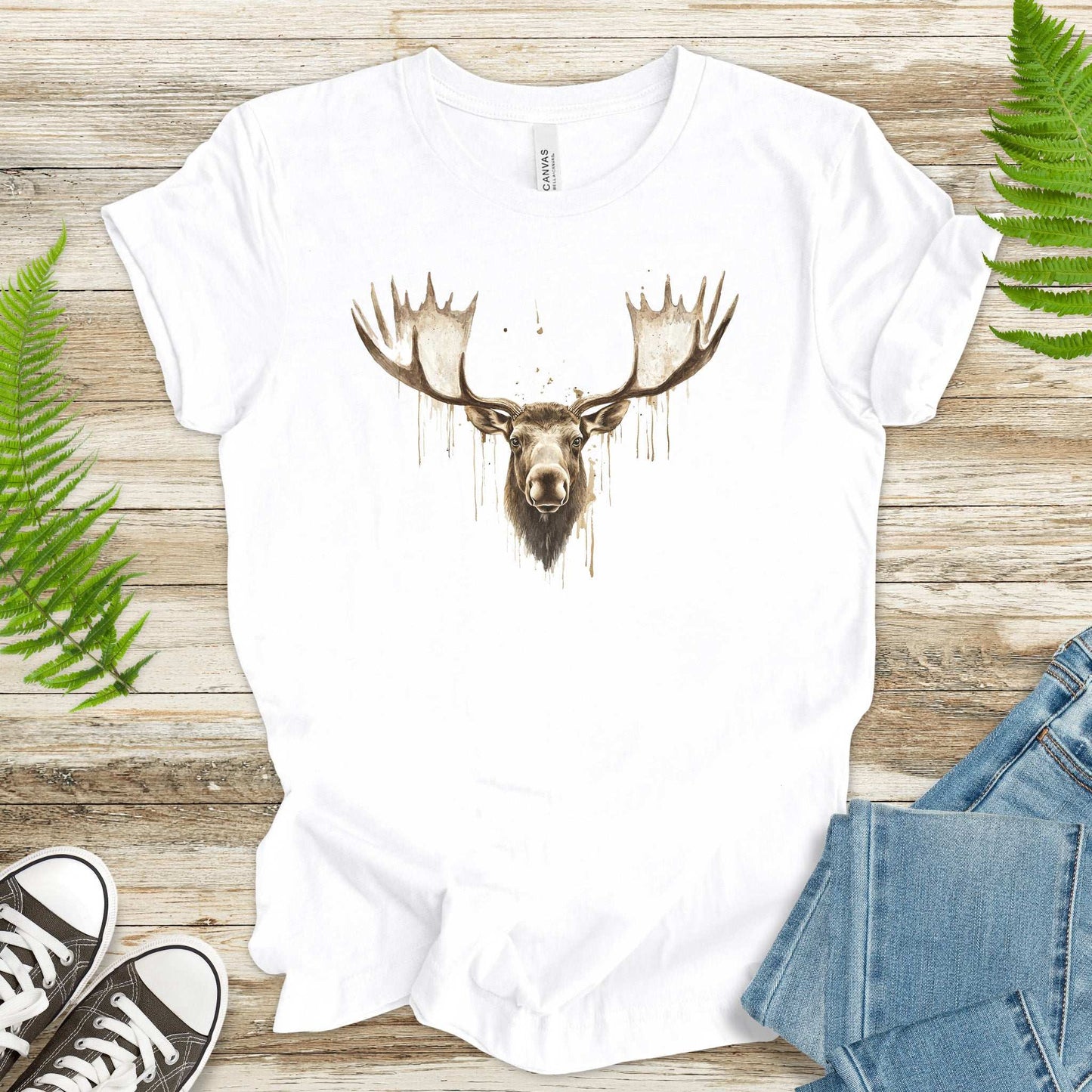 Watercolor Moose T-Shirt – Majestic Wildlife Nature Tee