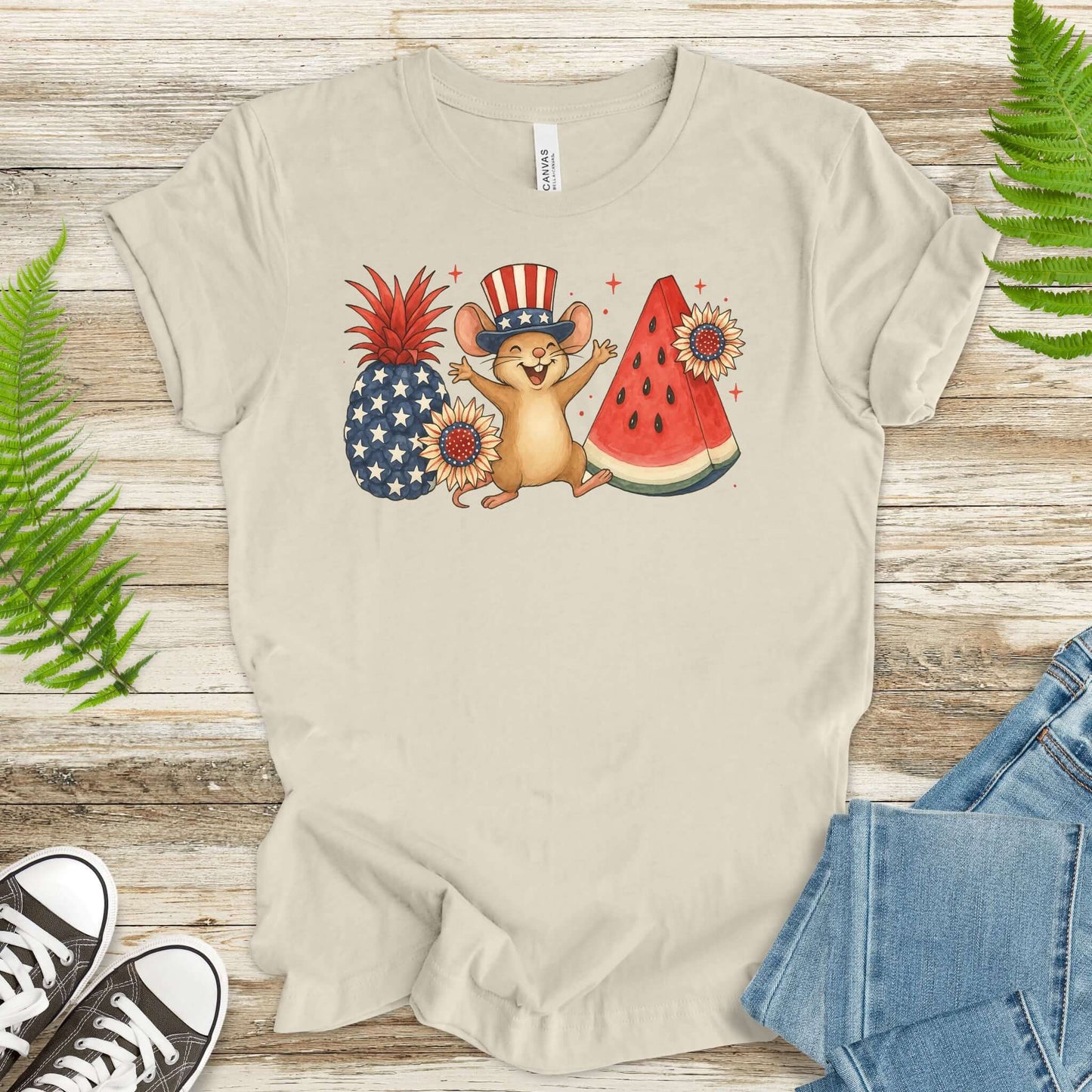 Patriotic Mouse & Fruit 4th of July T-Shirt
