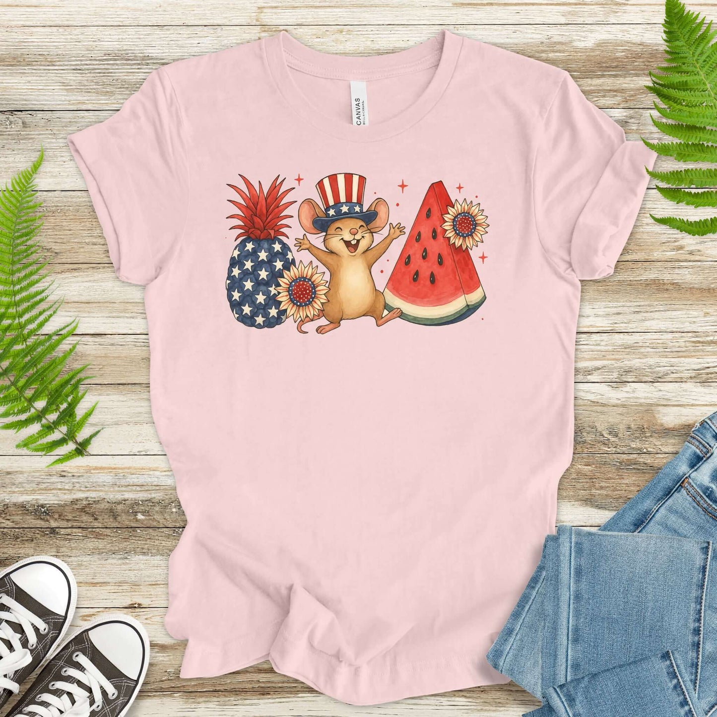 Patriotic Mouse & Fruit 4th of July T-Shirt