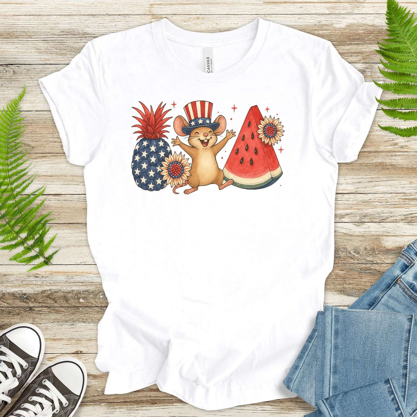 Patriotic Mouse & Fruit 4th of July T-Shirt
