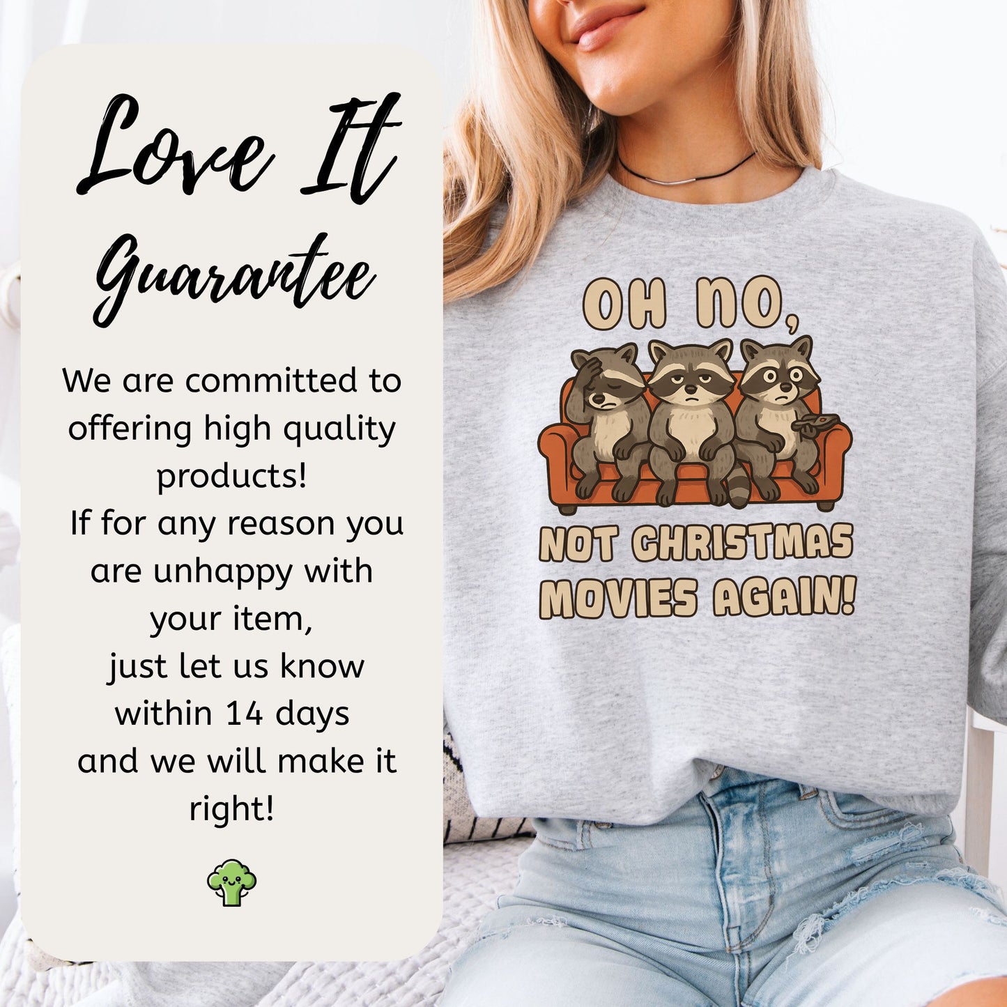 Not Christmas Movies Again Raccoon Sweatshirt – Funny Holiday Movie Mood