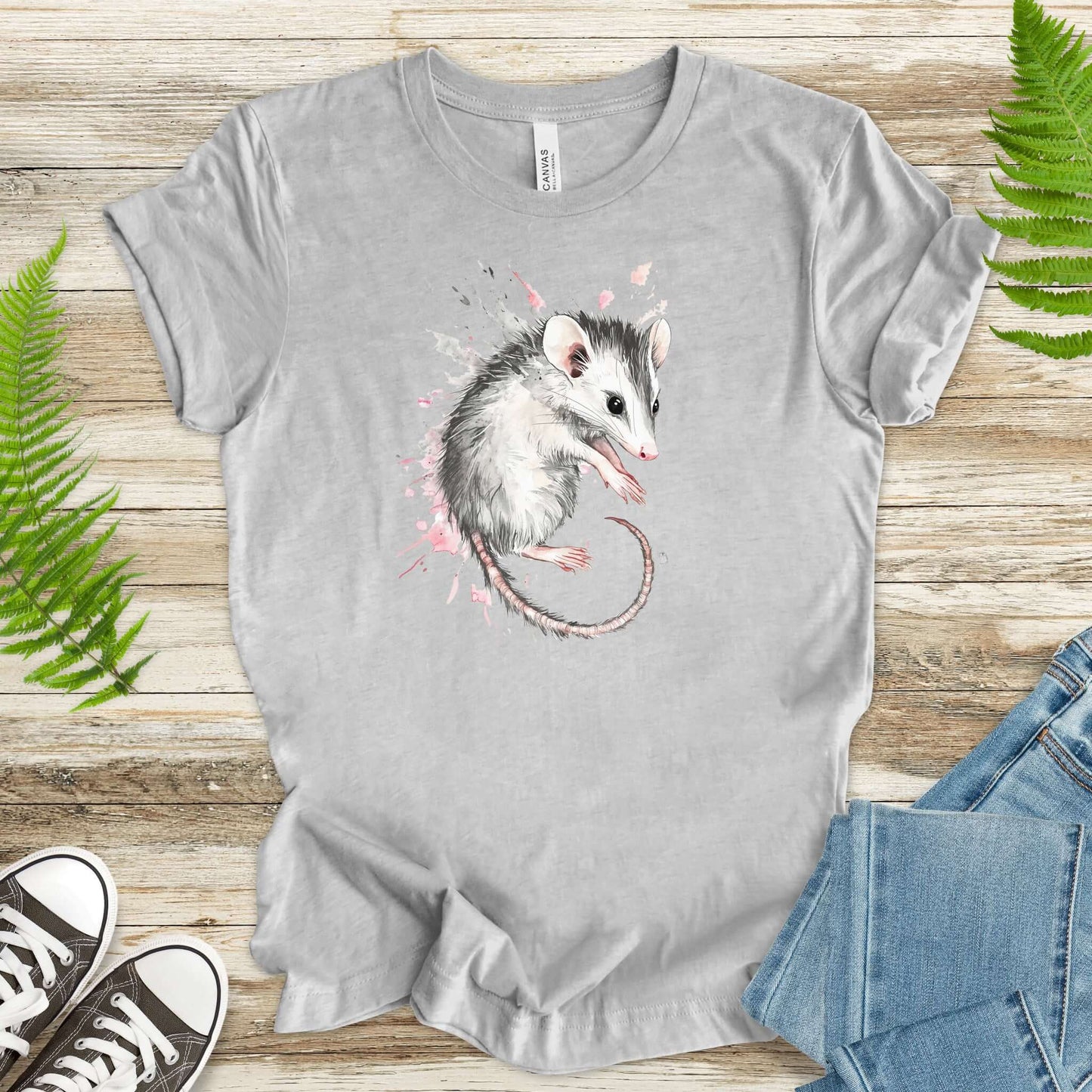 Watercolor Opossum T-Shirt – Artistic Wildlife Tee