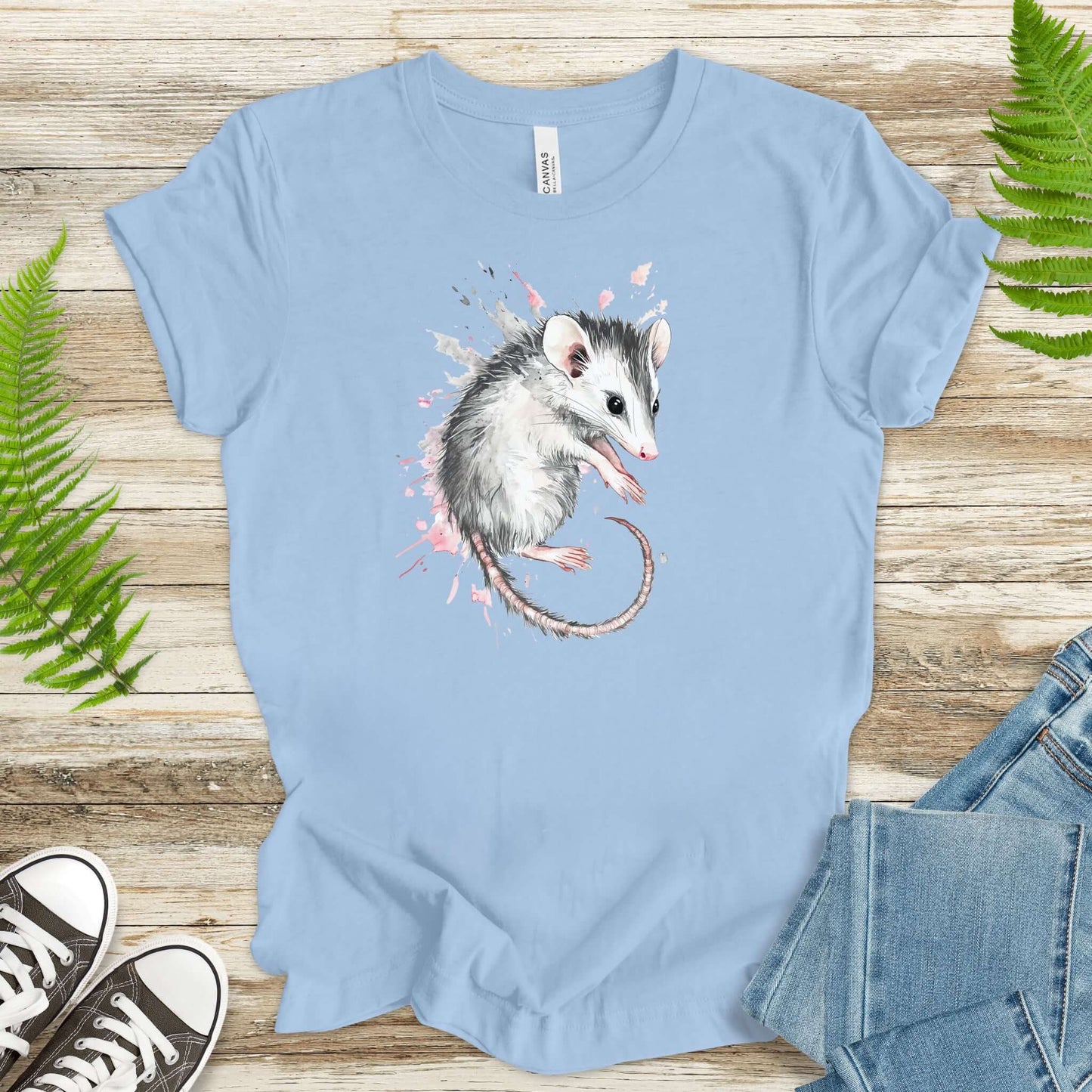 Watercolor Opossum T-Shirt – Artistic Wildlife Tee