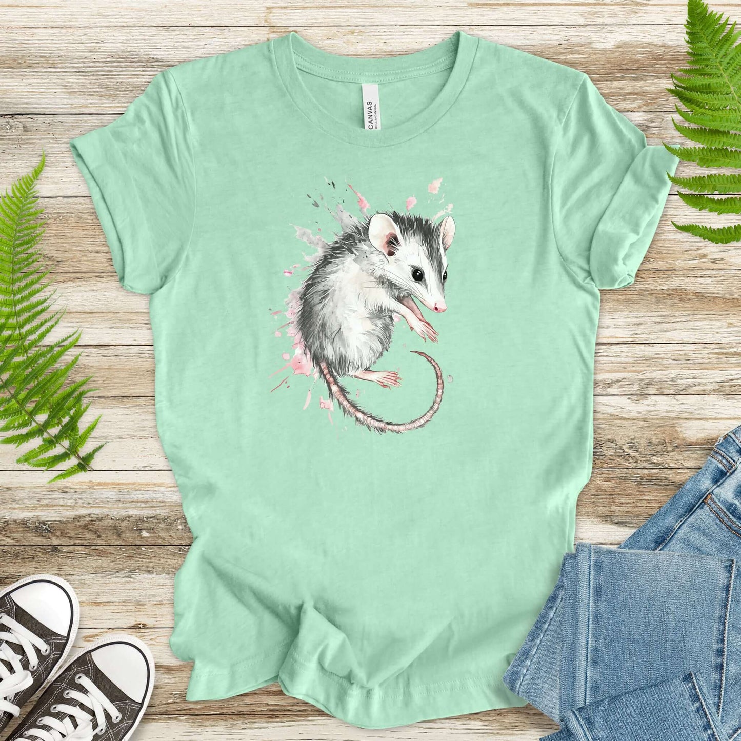 Watercolor Opossum T-Shirt – Artistic Wildlife Tee
