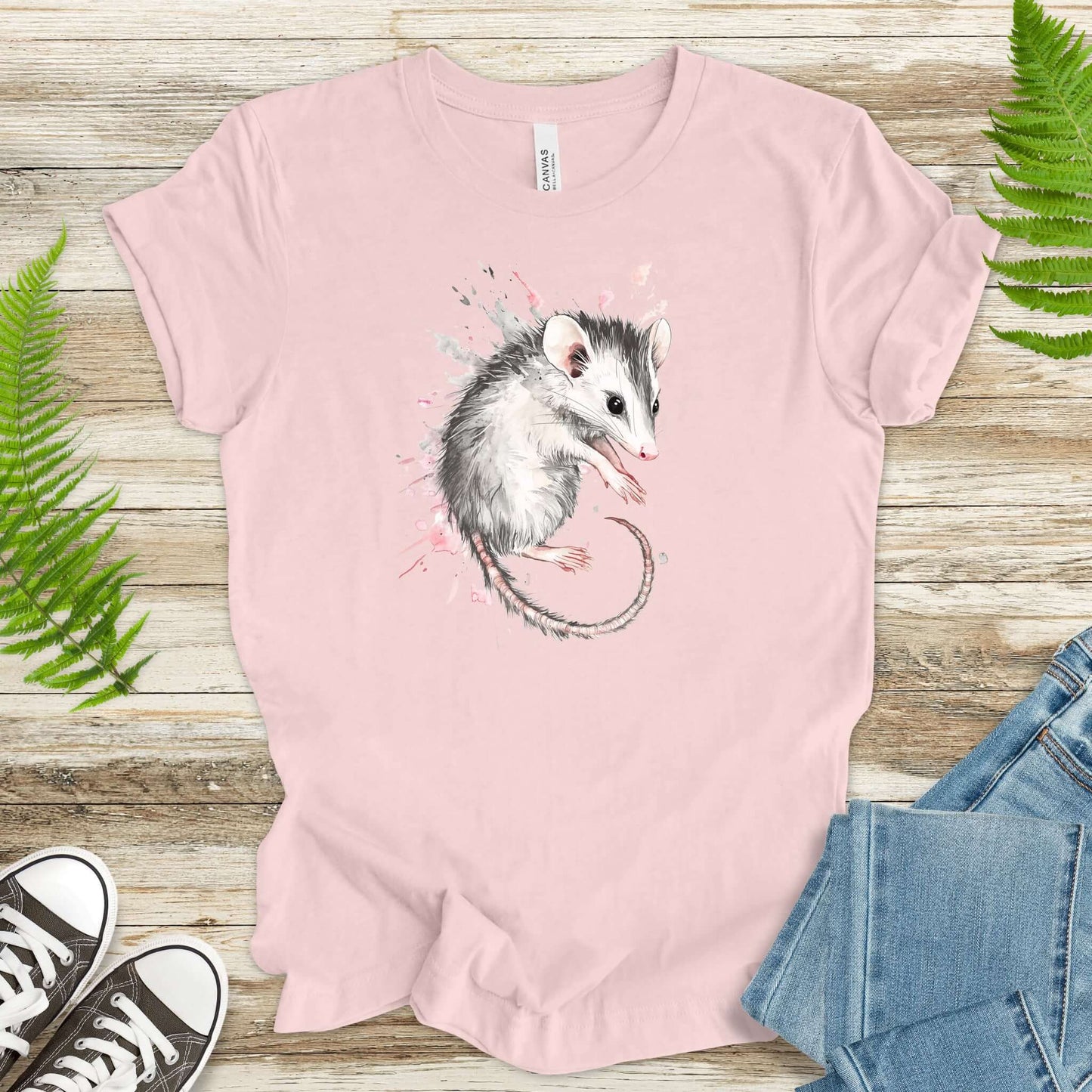 Watercolor Opossum T-Shirt – Artistic Wildlife Tee