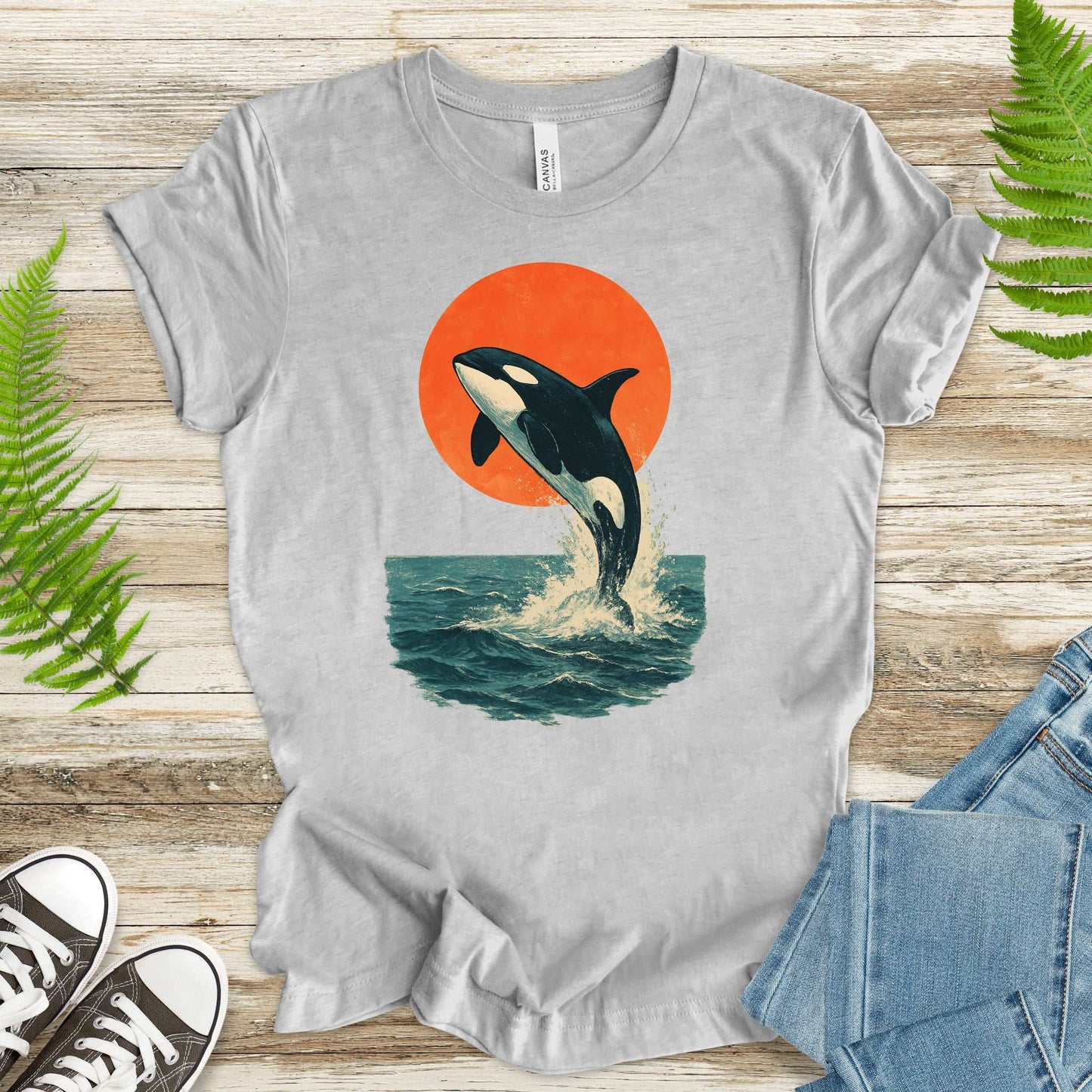Vintage Orca Sunset T-Shirt – Japanese Style Ocean Spirit Tee