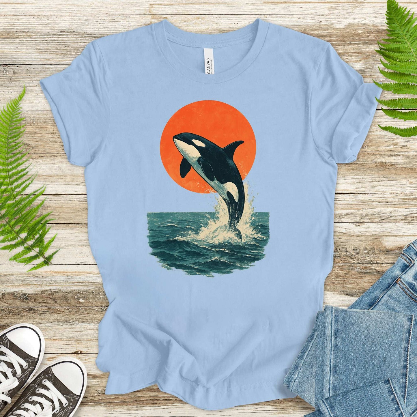 Vintage Orca Sunset T-Shirt – Japanese Style Ocean Spirit Tee