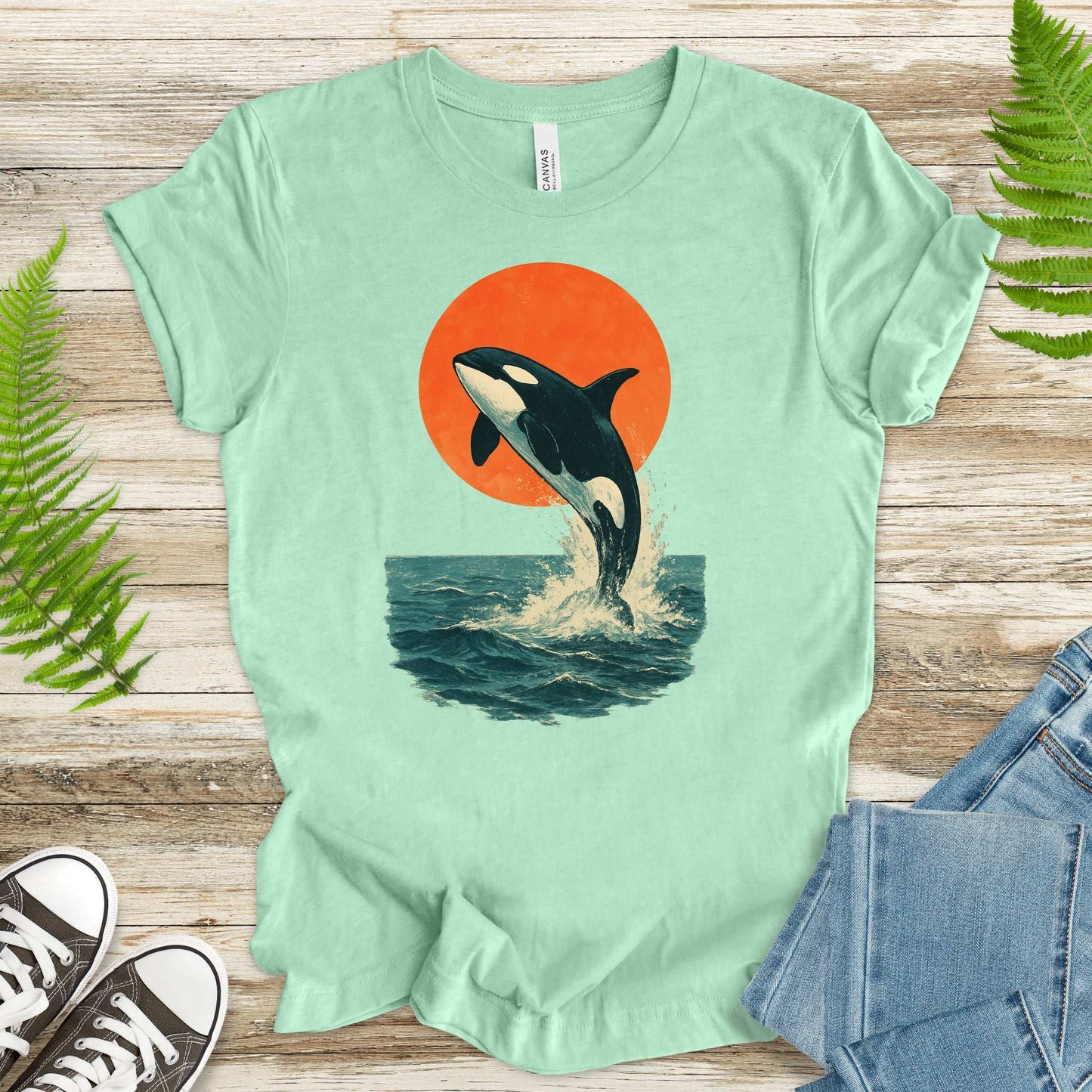 Vintage Orca Sunset T-Shirt – Japanese Style Ocean Spirit Tee