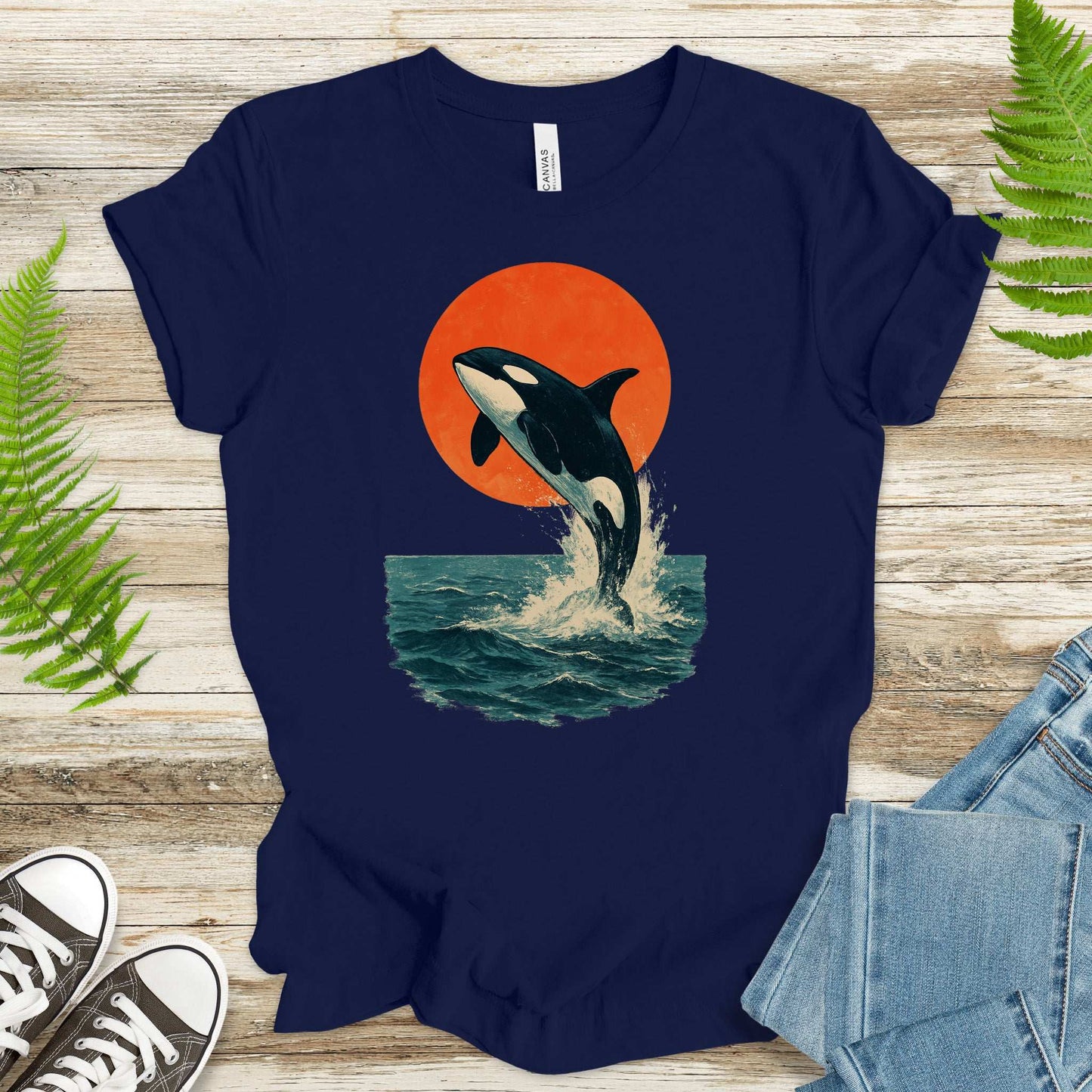Vintage Orca Sunset T-Shirt – Japanese Style Ocean Spirit Tee