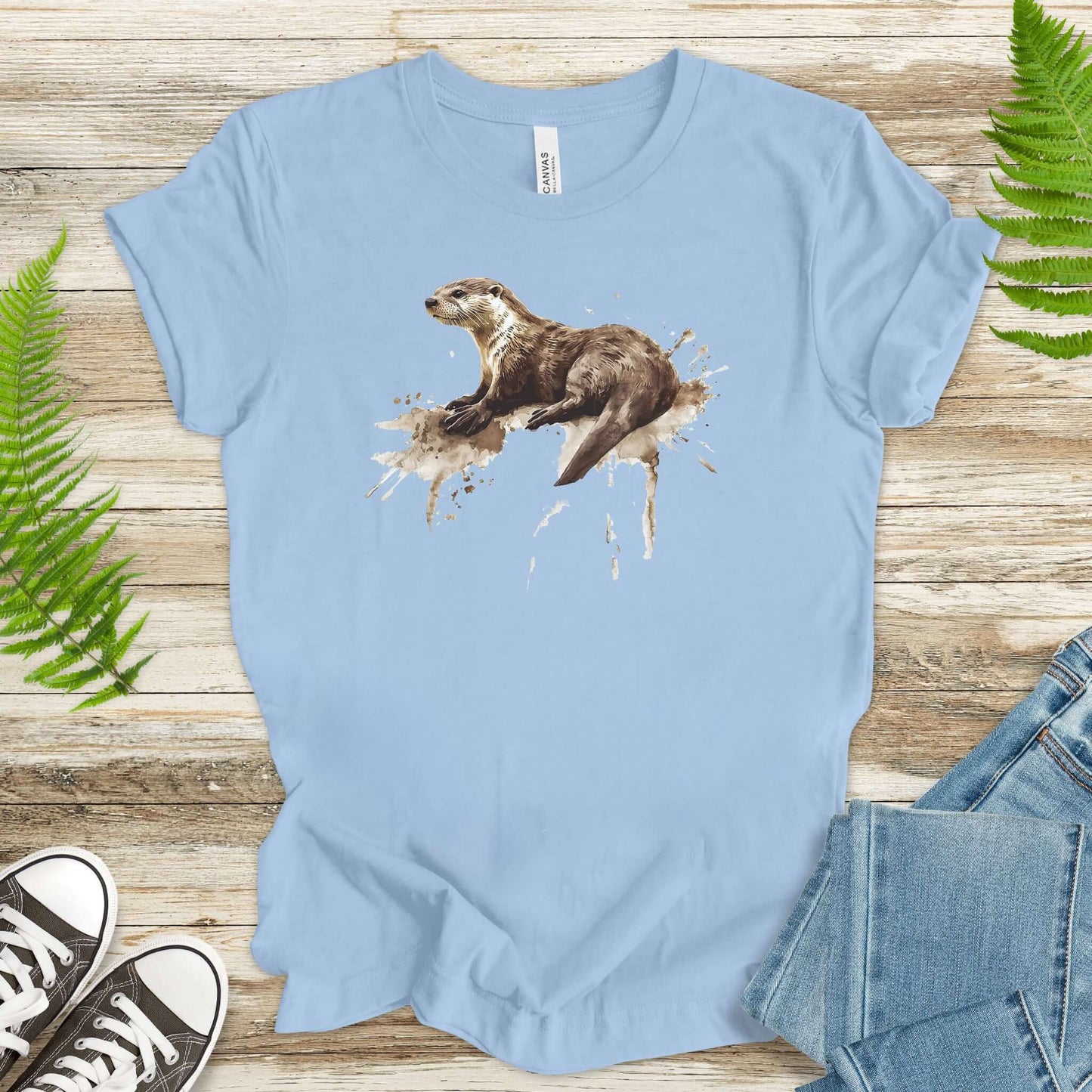 Watercolor Otter T-Shirt – Artistic River Otter Tee