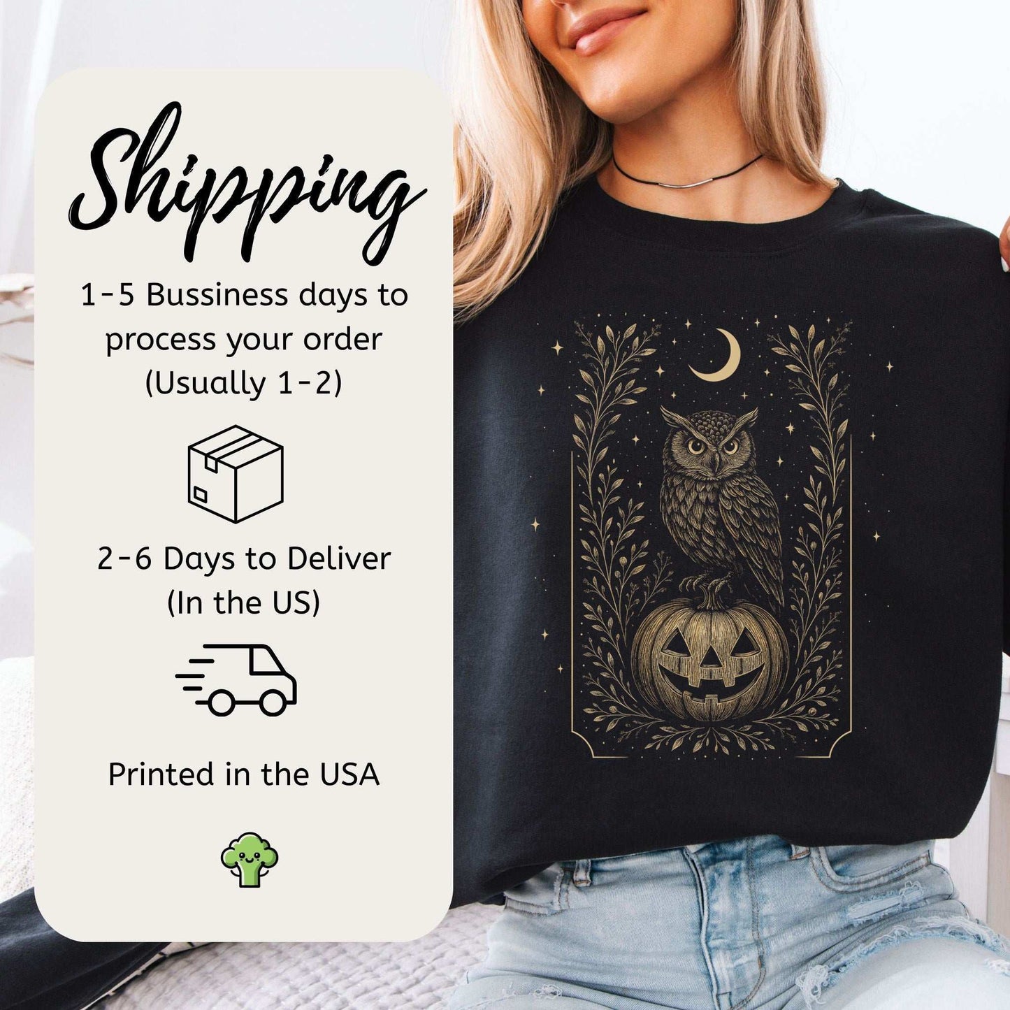 Owl Moon Halloween Sweatshirt – Vintage Jack-O’-Lantern Night Bird