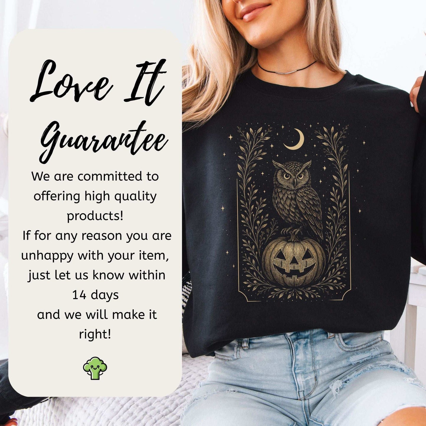 Owl Moon Halloween Sweatshirt – Vintage Jack-O’-Lantern Night Bird