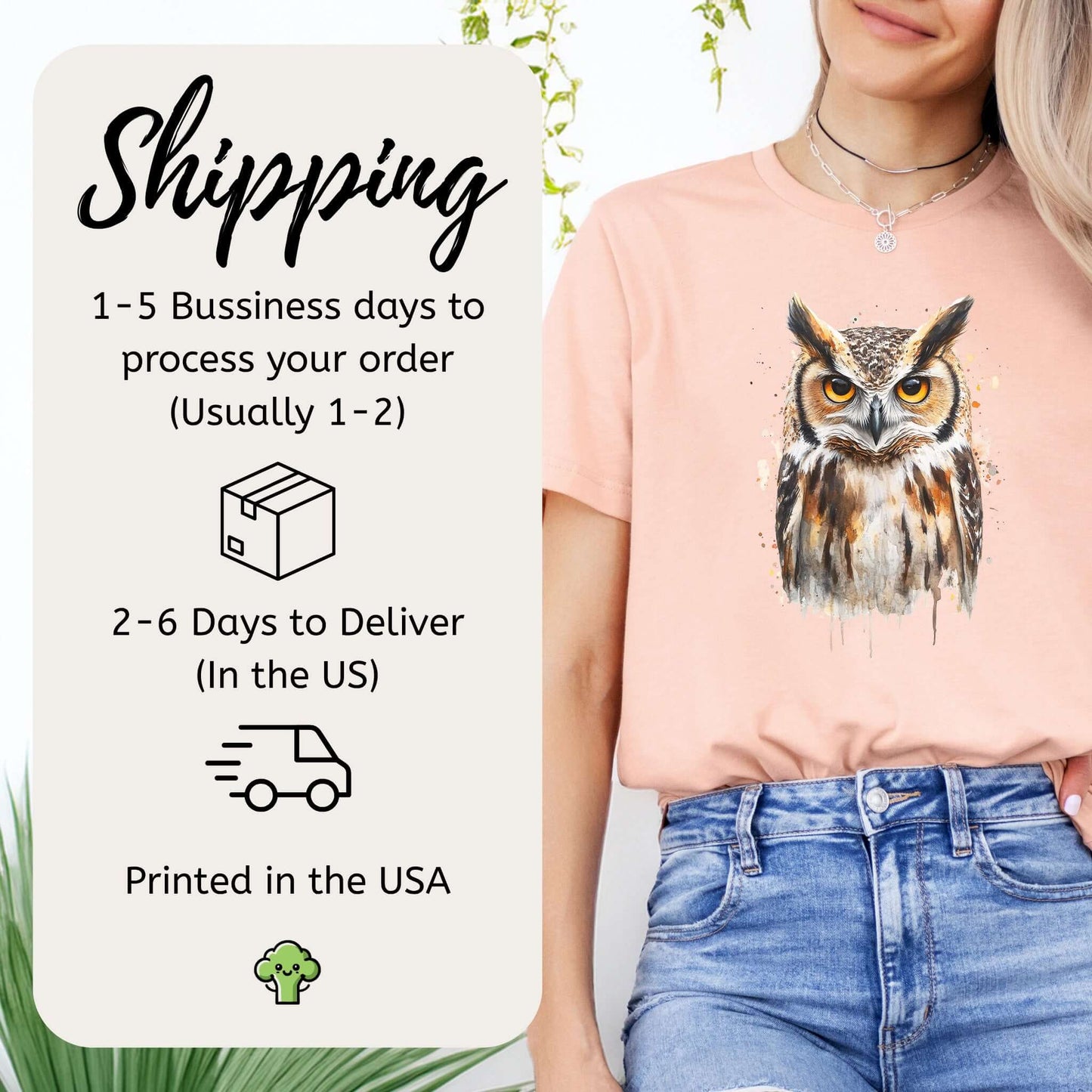 Watercolor Owl Portrait T-Shirt – Realistic Bird Art Tee for Owl Lovers