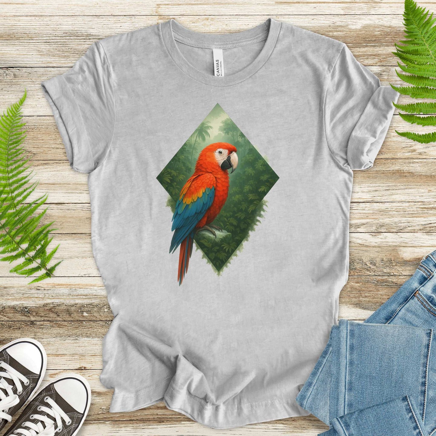Scarlet Macaw Jungle T-Shirt – Colorful Tropical Bird Lover Tee