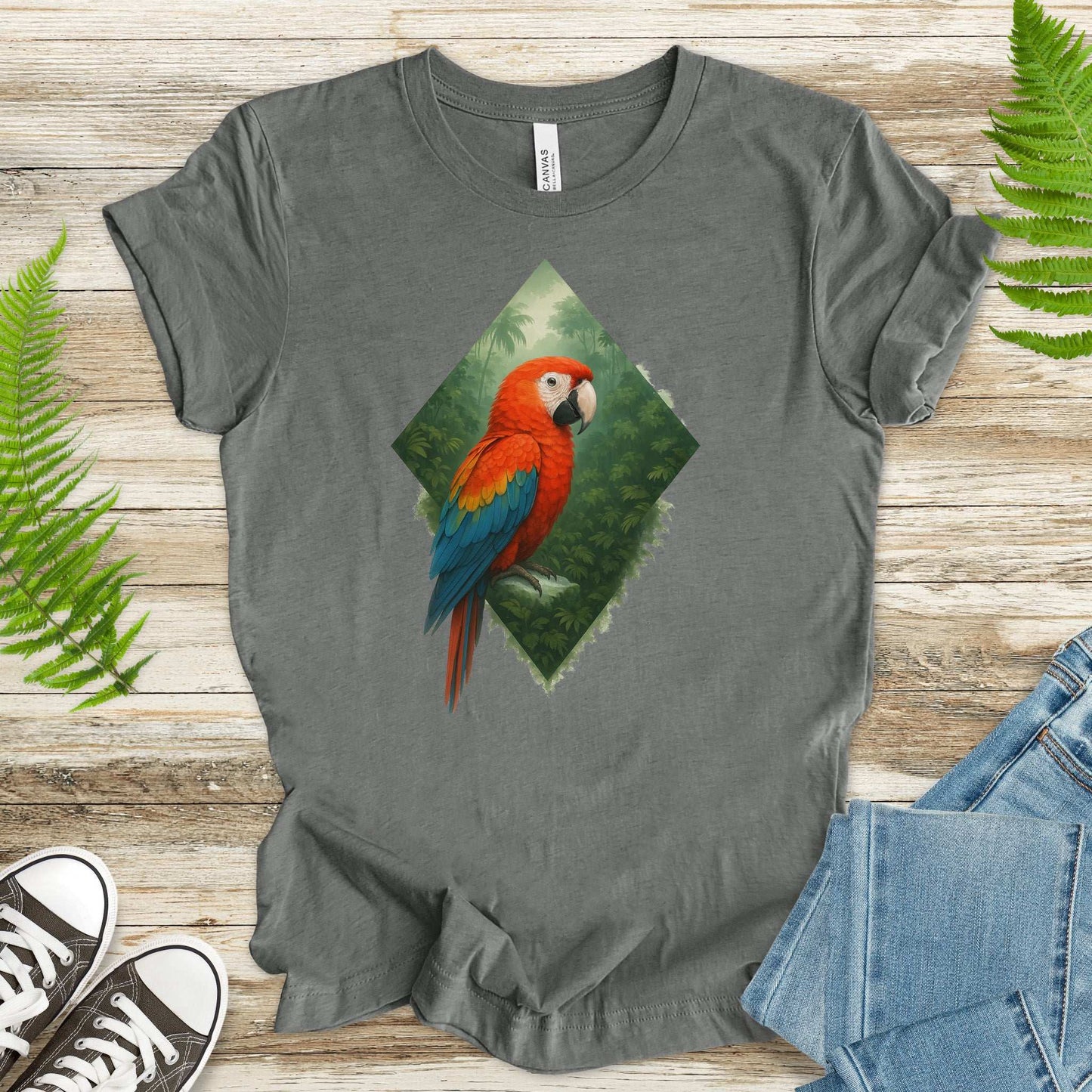 Scarlet Macaw Jungle T-Shirt – Colorful Tropical Bird Lover Tee