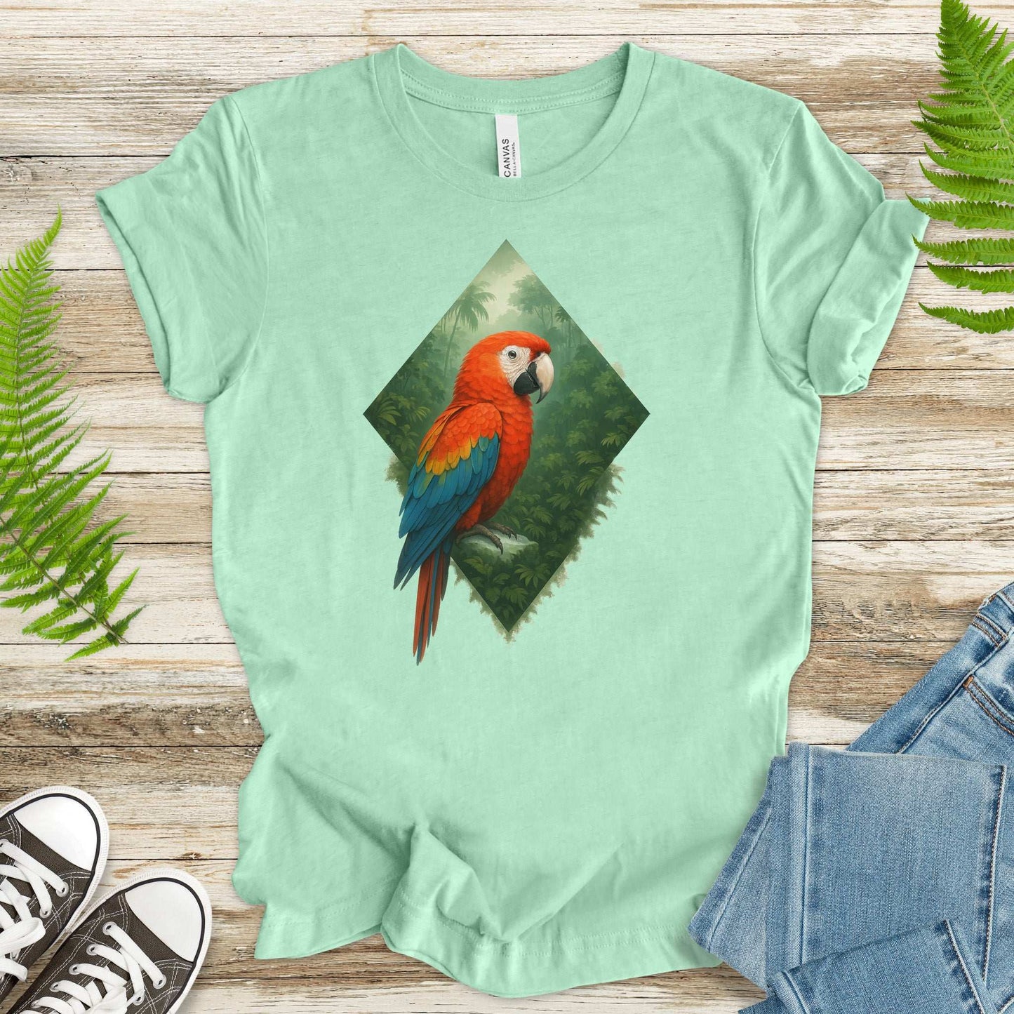 Scarlet Macaw Jungle T-Shirt – Colorful Tropical Bird Lover Tee