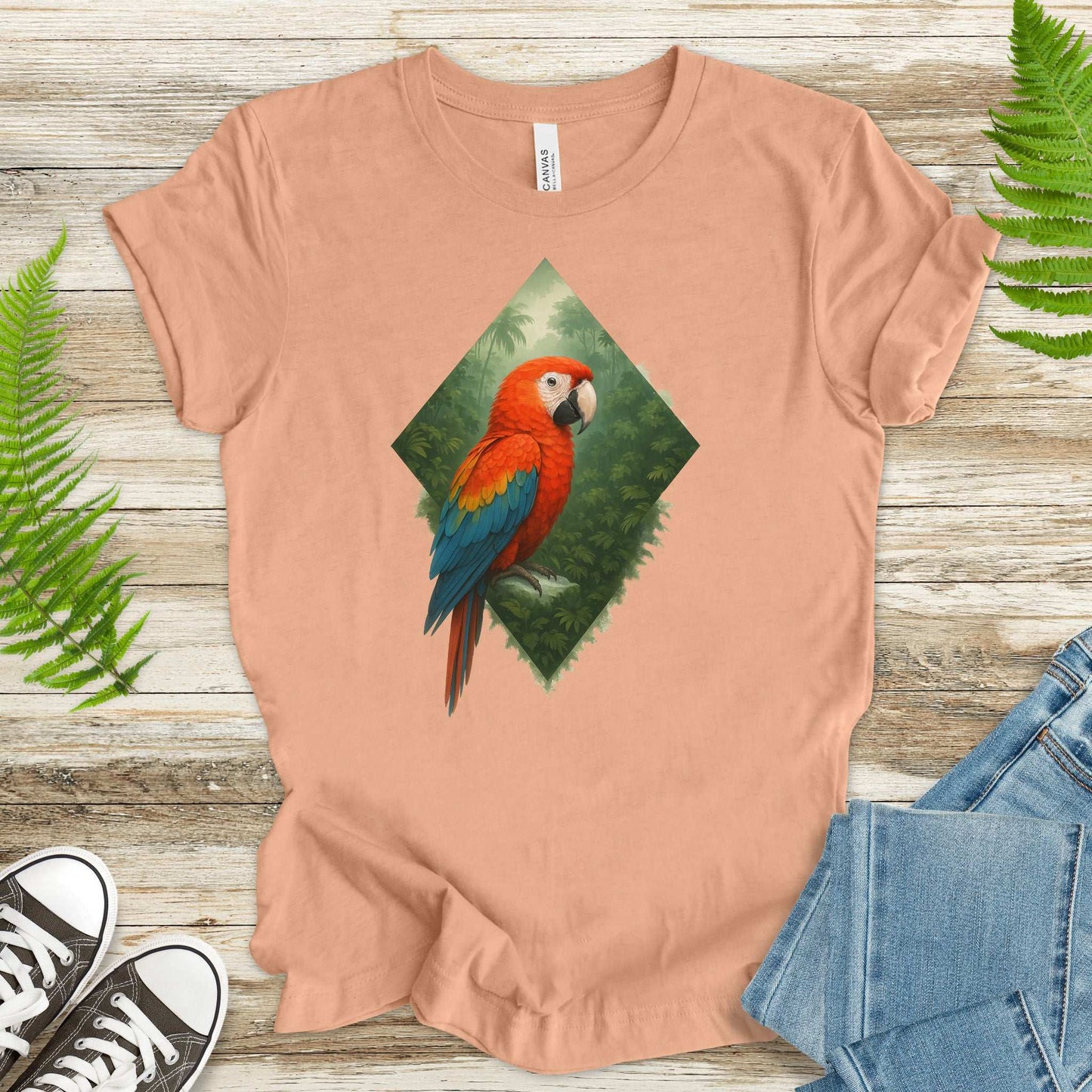 Scarlet Macaw Jungle T-Shirt – Colorful Tropical Bird Lover Tee