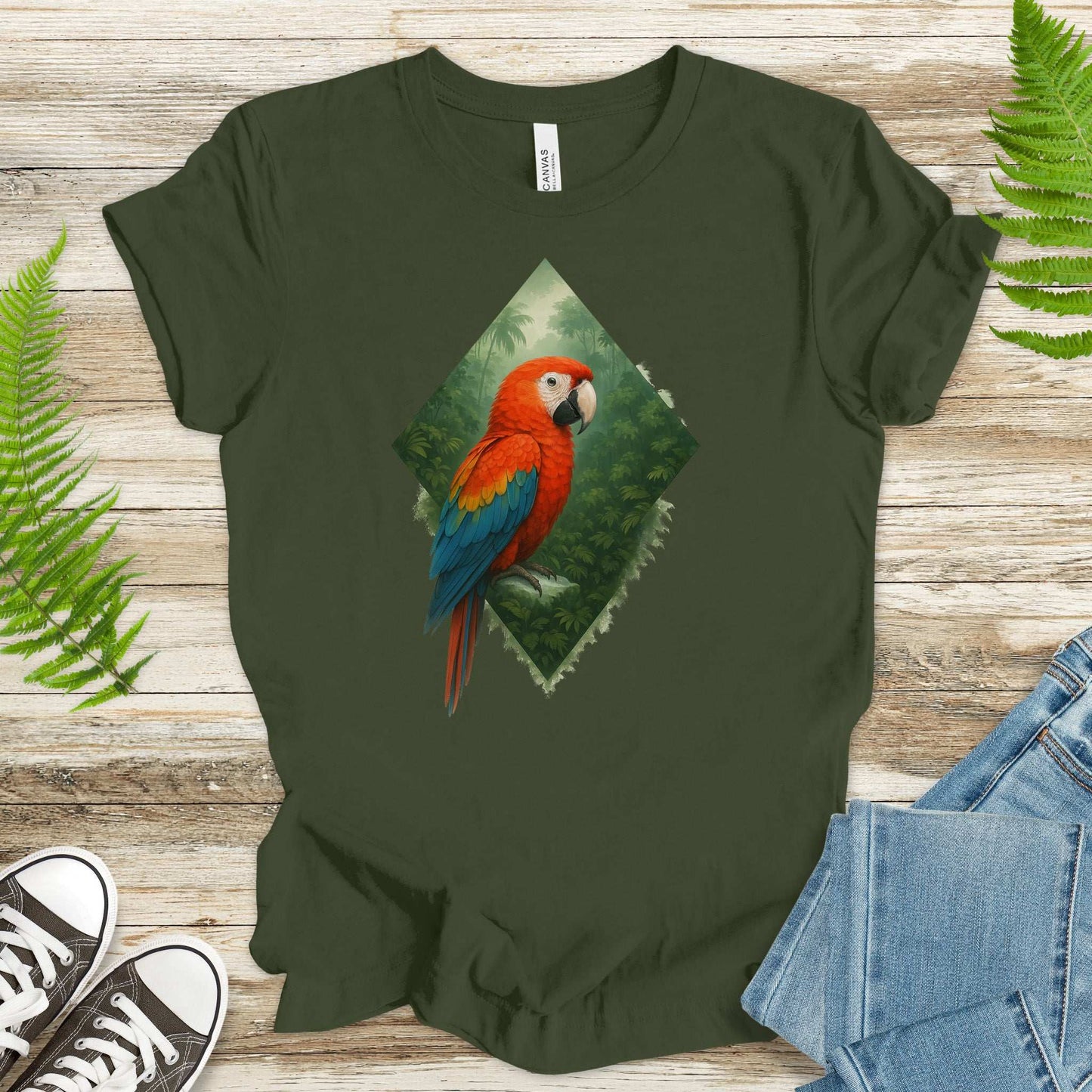 Scarlet Macaw Jungle T-Shirt – Colorful Tropical Bird Lover Tee