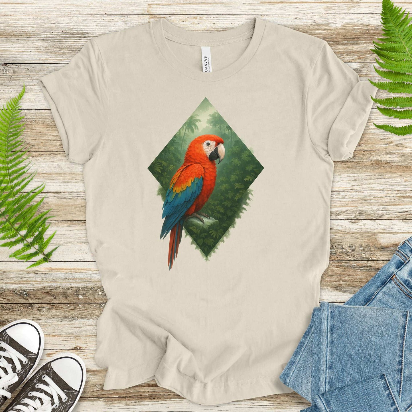 Scarlet Macaw Jungle T-Shirt – Colorful Tropical Bird Lover Tee