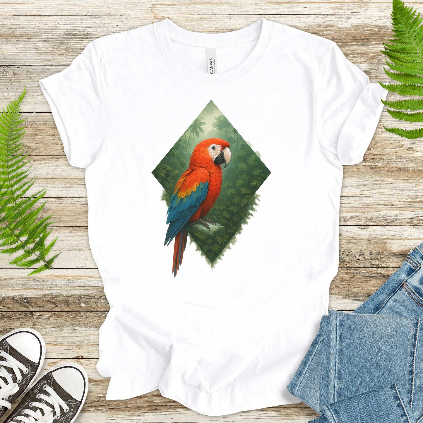 Scarlet Macaw Jungle T-Shirt – Colorful Tropical Bird Lover Tee