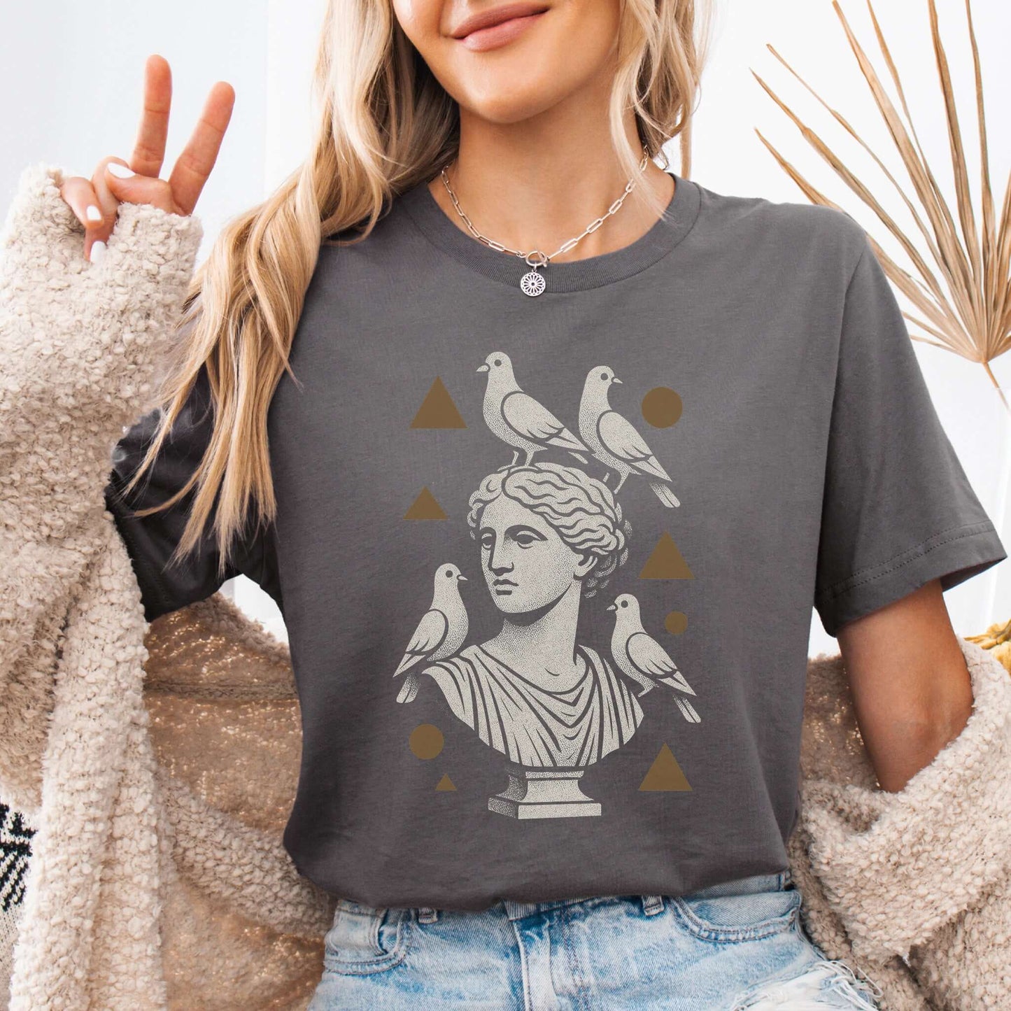 Pigeons & Statues T-Shirt – Minimalist Greek Vibes Tee