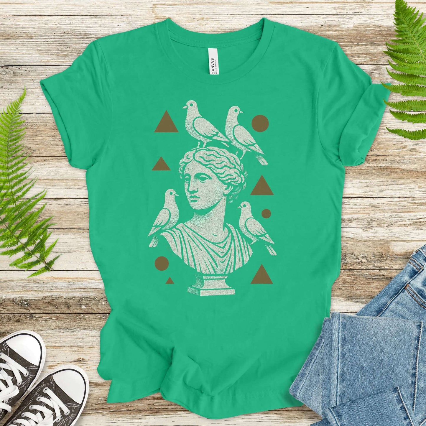 Pigeons & Statues T-Shirt – Minimalist Greek Vibes Tee